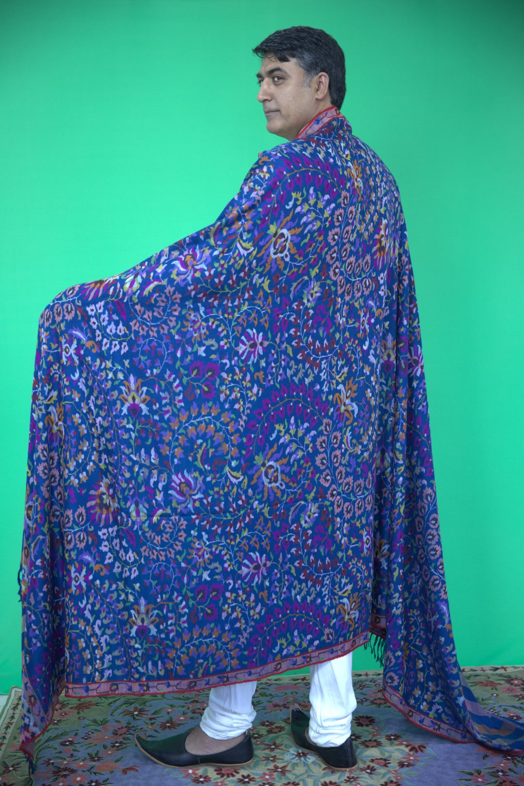 Ahmer Midnight Blue XXL Kani Jama Gents Pashmina Shawl