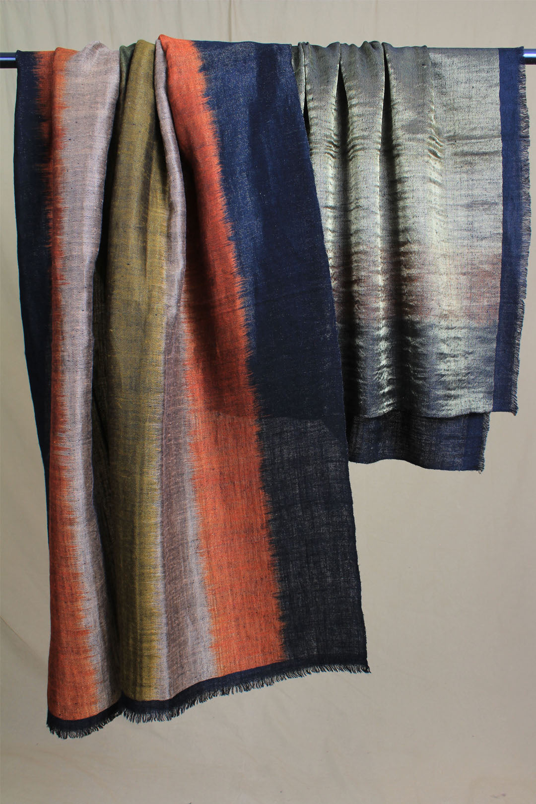 Sadakat Reversible Zari Multi Coloured Ikat Cashmere Shawl