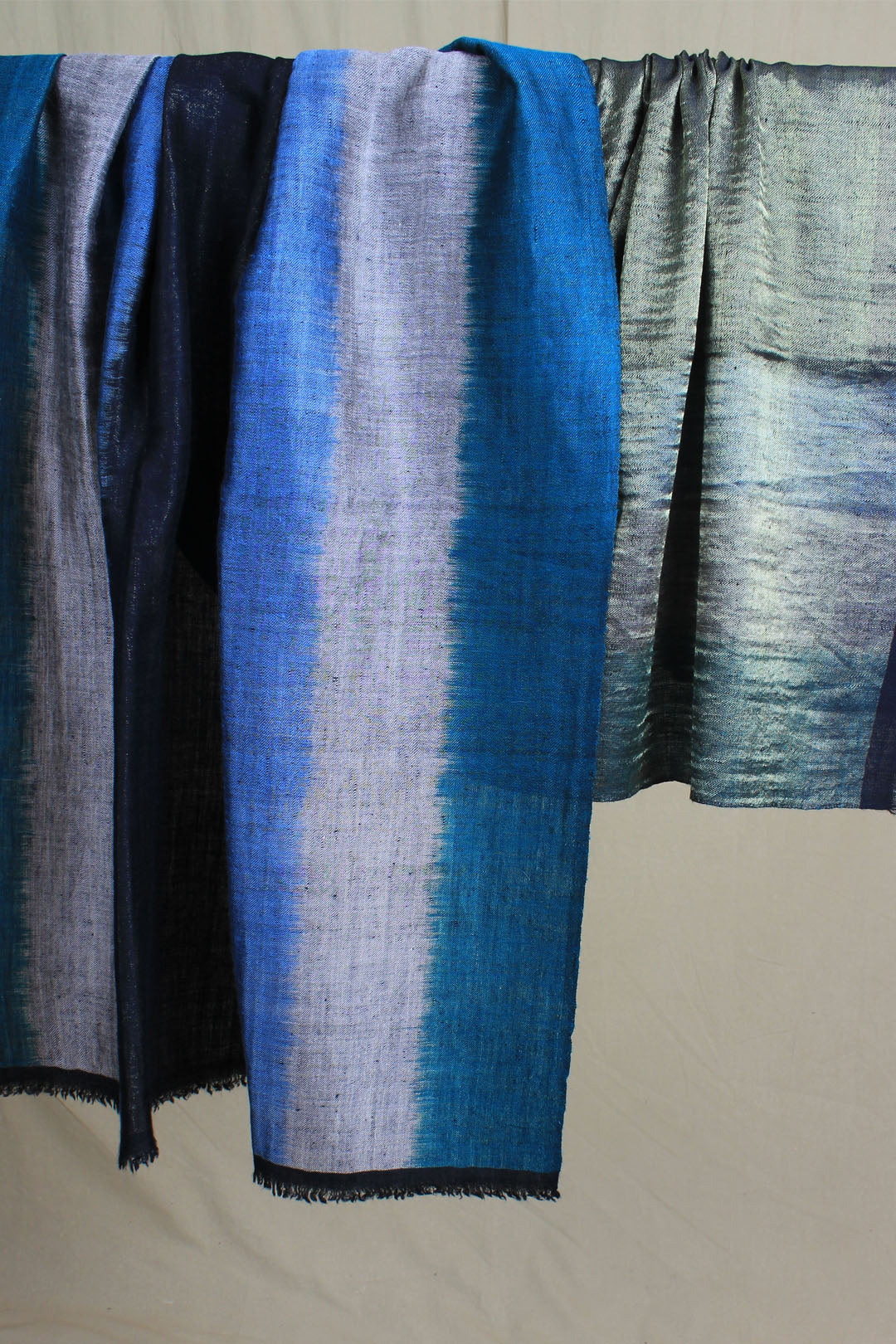 Umaymah Metallic Multi Colour Ikat Dyed Cashmere Shawl