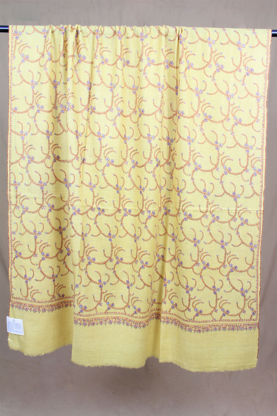 Ishaani Tropical Sun Floral Vine Embroidered Pashmina Shawl