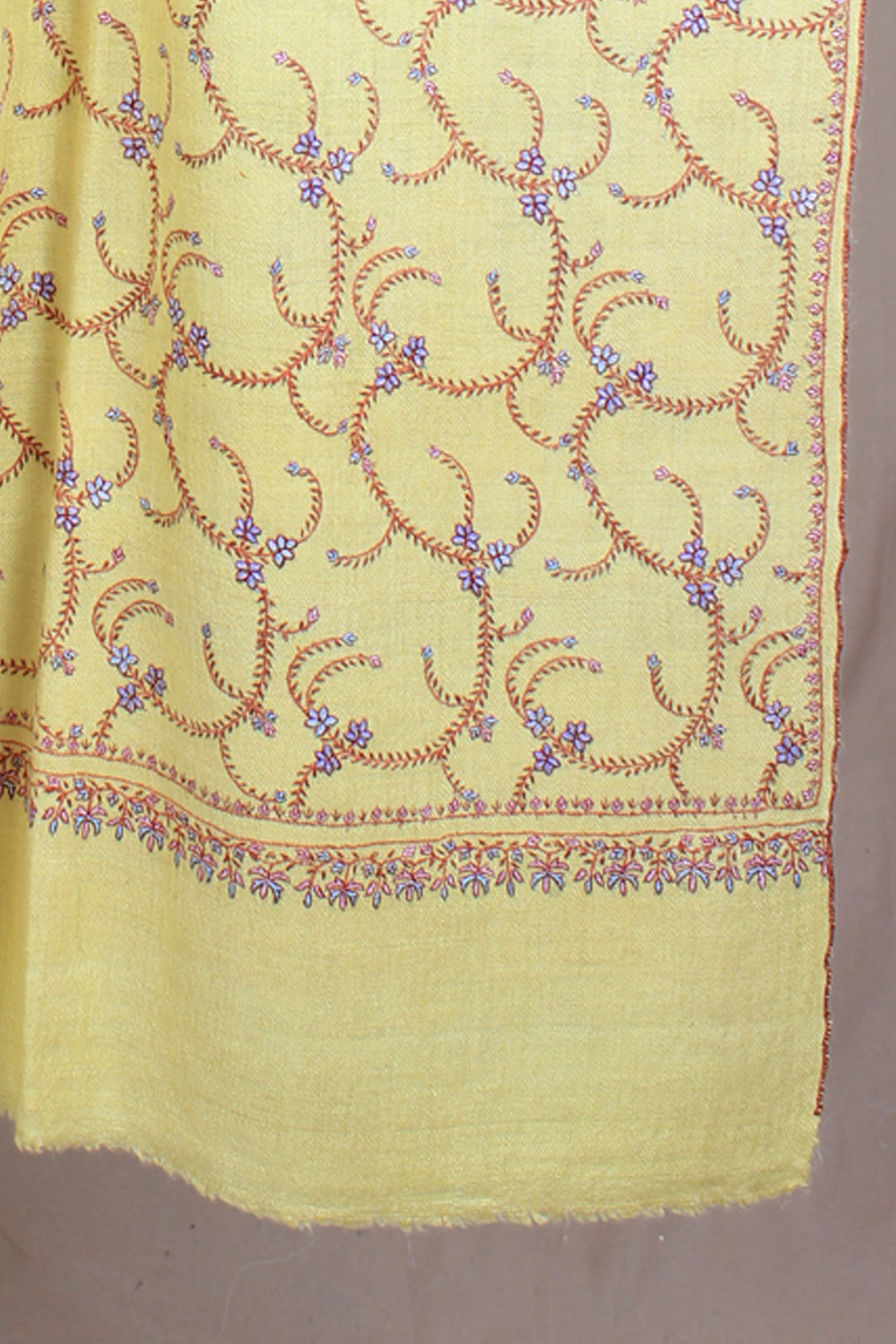 Ishaani Tropical Sun Floral Vine Embroidered Pashmina Shawl