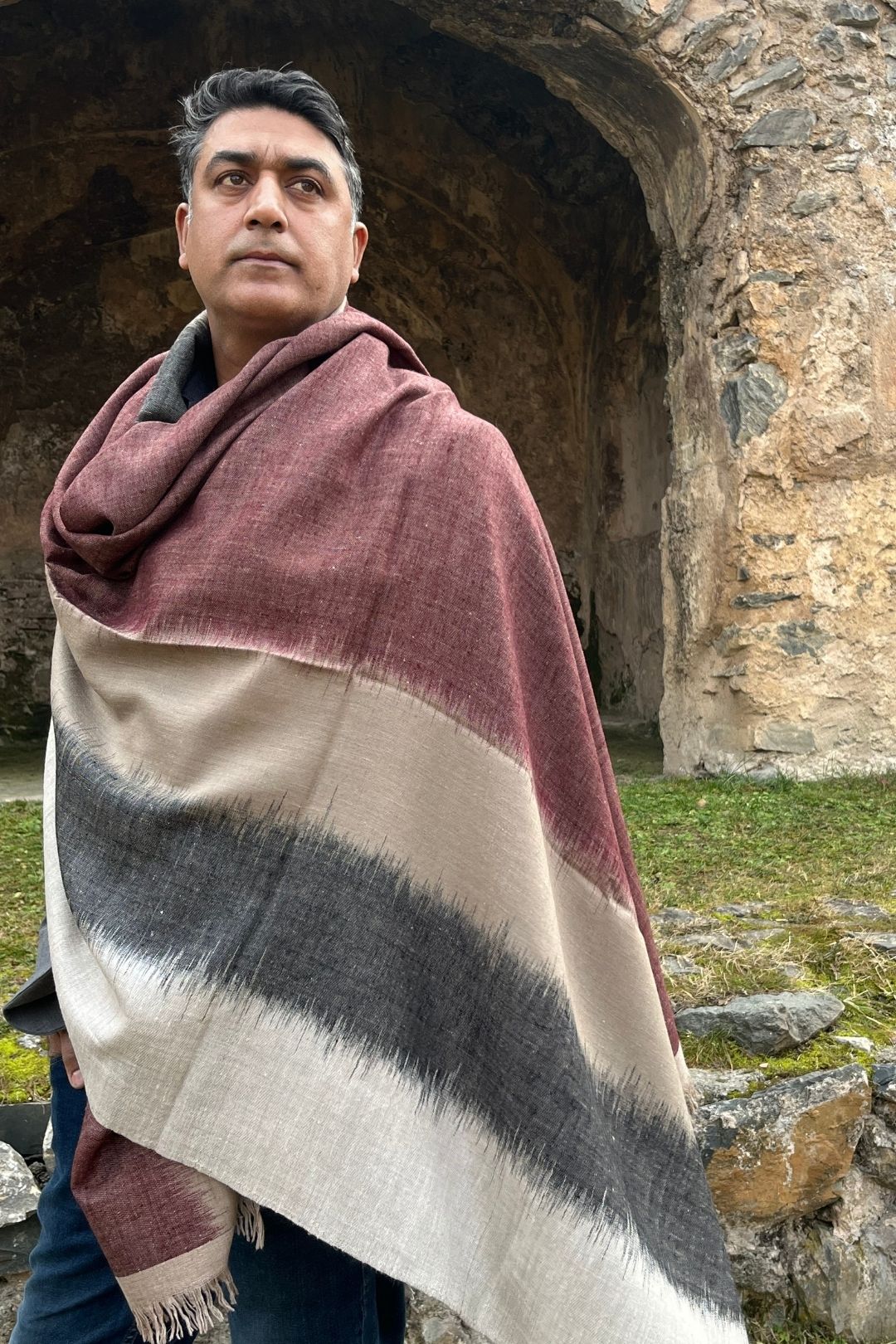 Chopal Ikat Oversize Reversible Men's Shawl