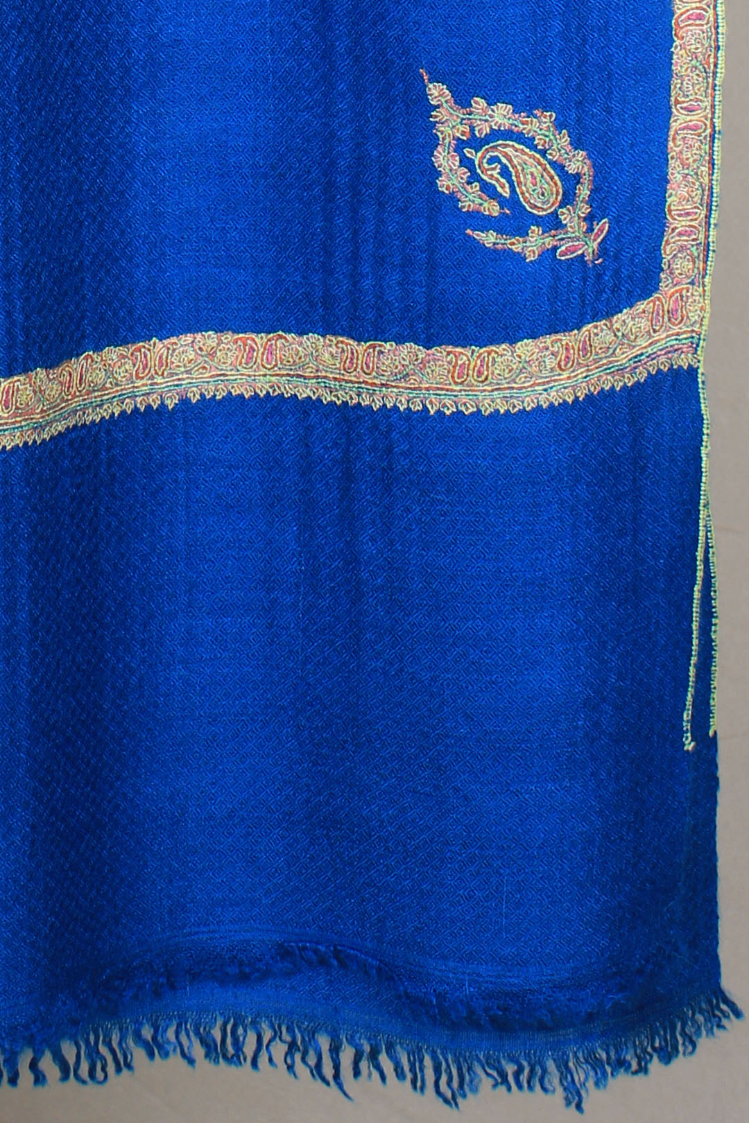 Hazel Cobalt Blue Hashidar Embroidered Pashmina Stole