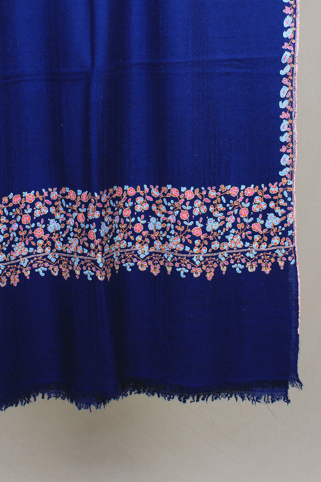 Nayaab Oxford Blue Kanikar Paldar Embroidered Pashmina Stole