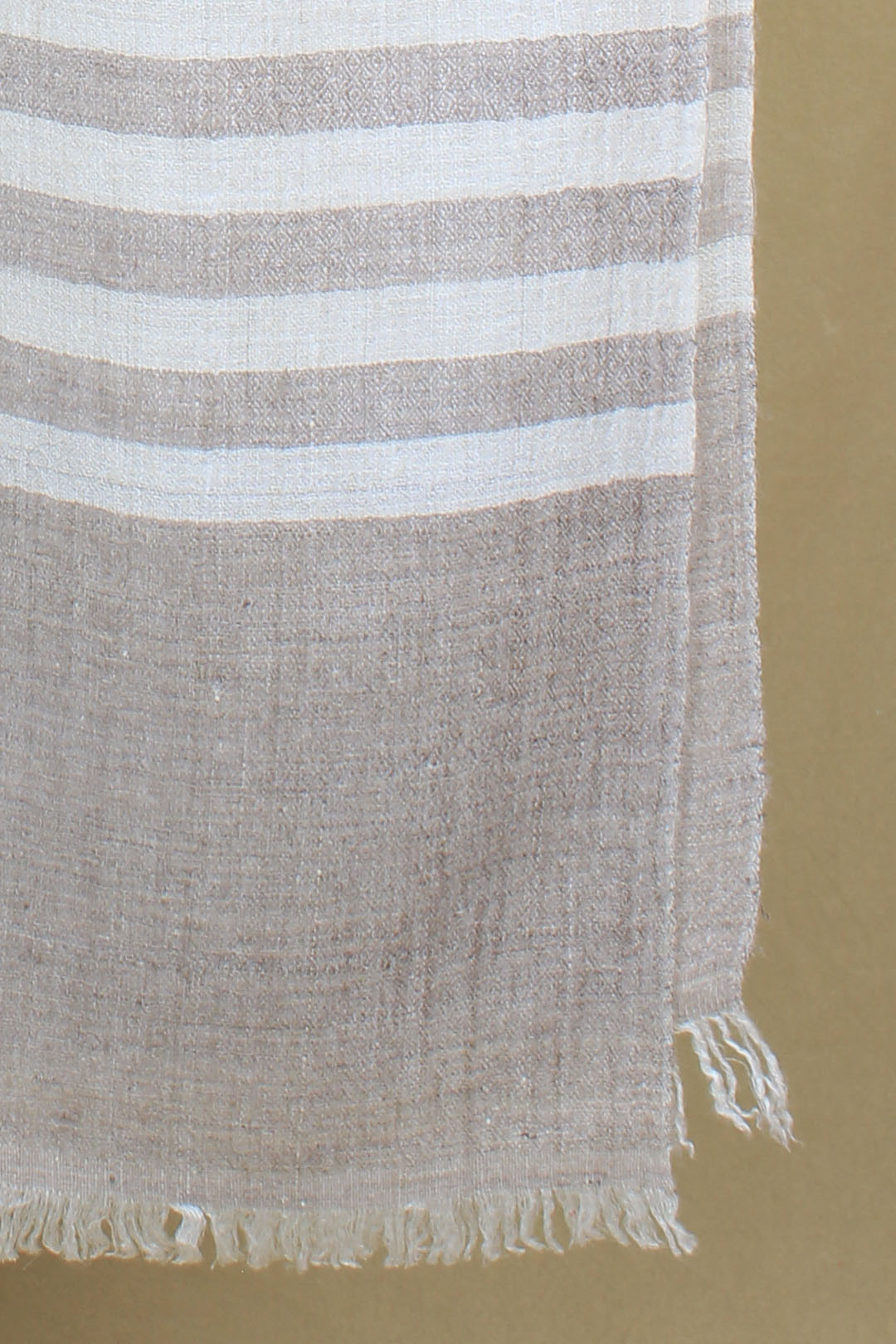 Raunak Ivory Natural Strips Organic Cashmere Stole