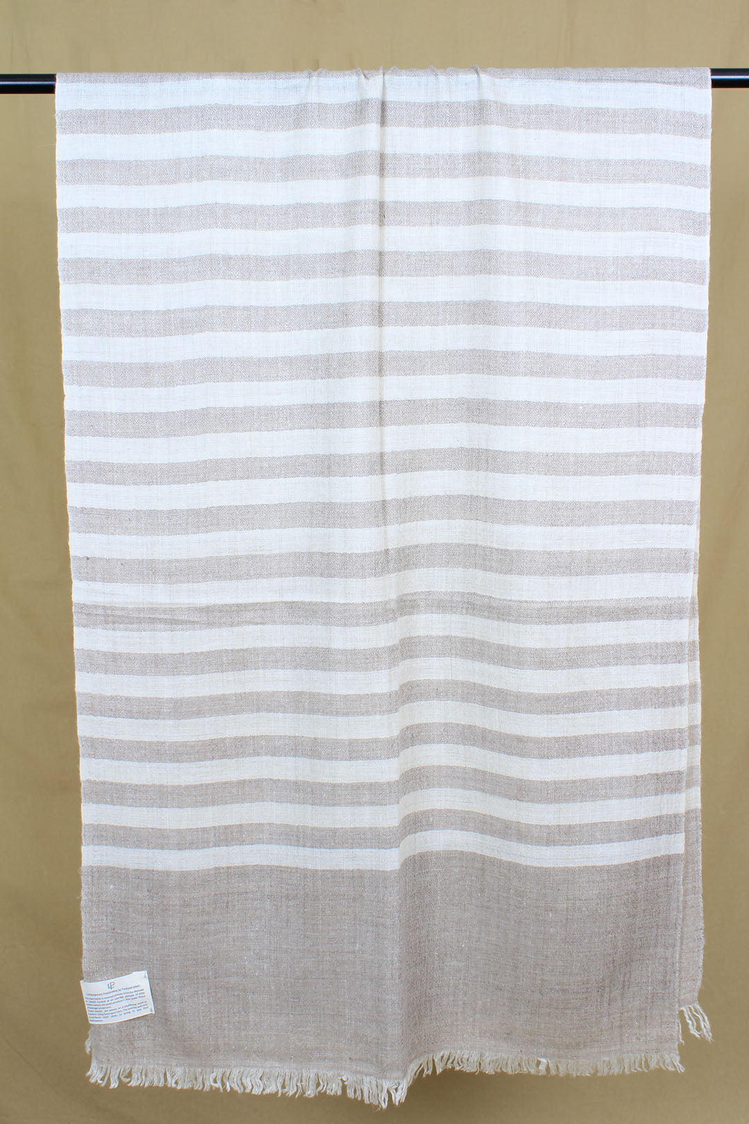 Raunak Ivory Natural Strips Organic Cashmere Stole