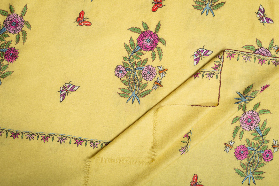 Dreamy Delights Daffodil  Butidar Pashmina Shawl