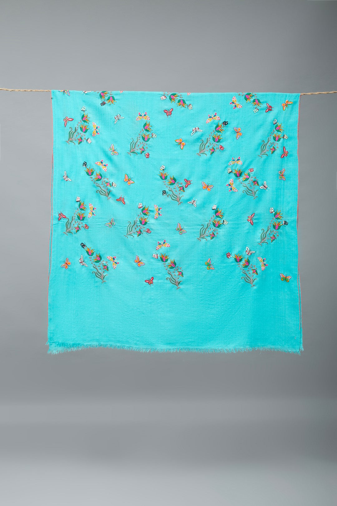 Sky Blue Butterfly and flowers shawl