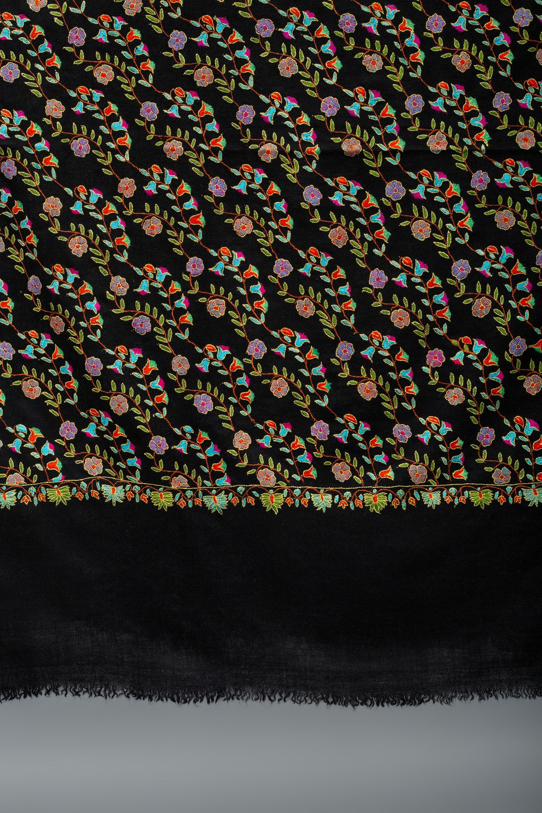 Whimsy Wonders Black Lehridar Jaali Pashmina Shawl