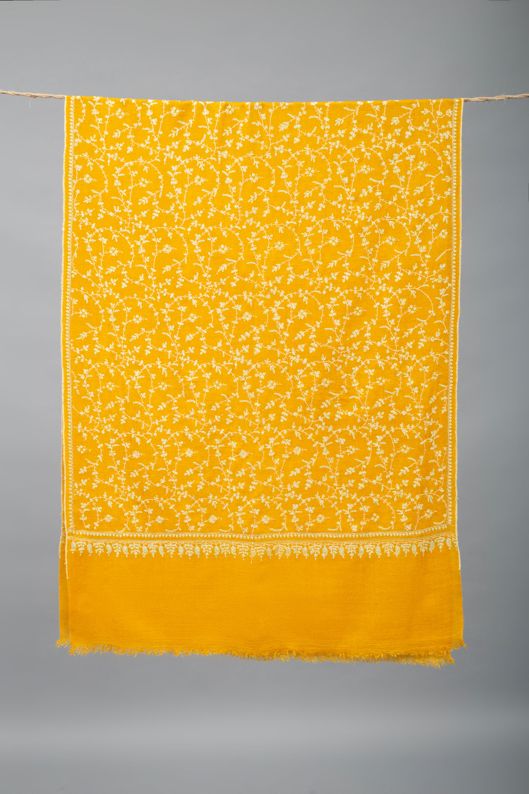 Bombroo Butterscotch Jaali Sozni Embroidered Pashmina Stole