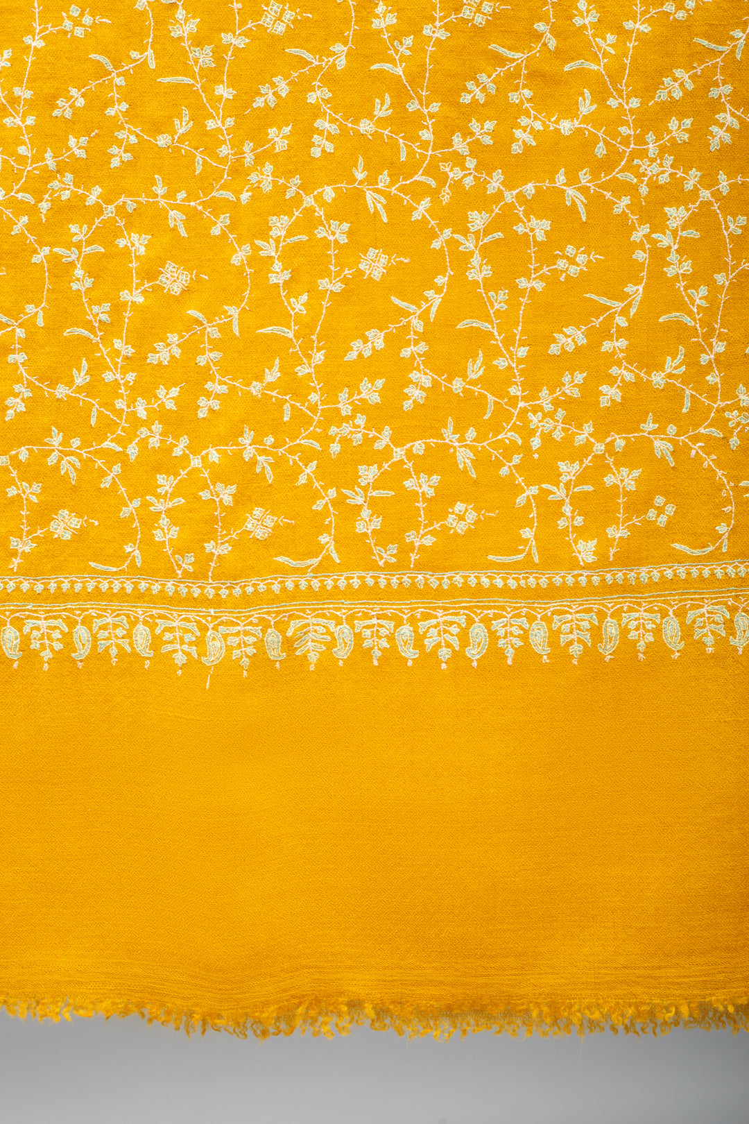 Bombroo Butterscotch Jaali Sozni Embroidered Pashmina Stole