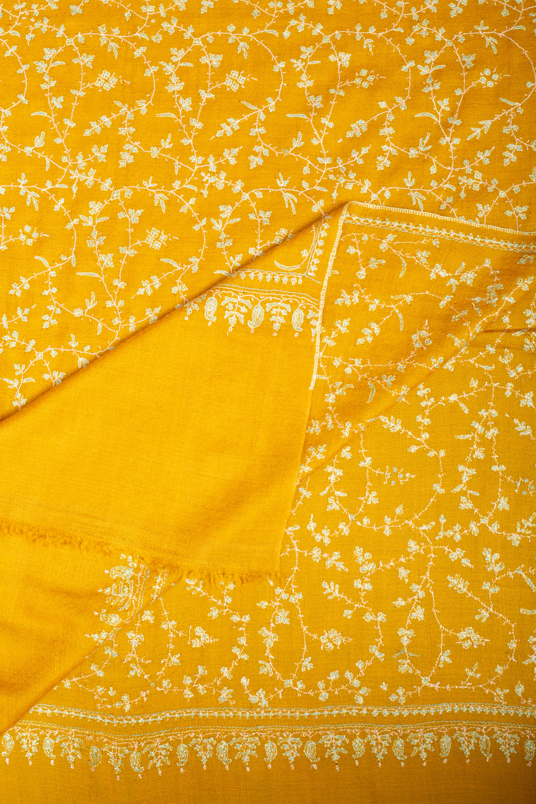 Bombroo Butterscotch Jaali Sozni Embroidered Pashmina Stole