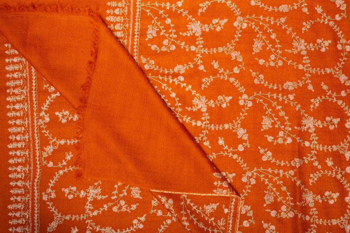 Adeer Burnt Orange Sozni Jaali Pashmina Stole