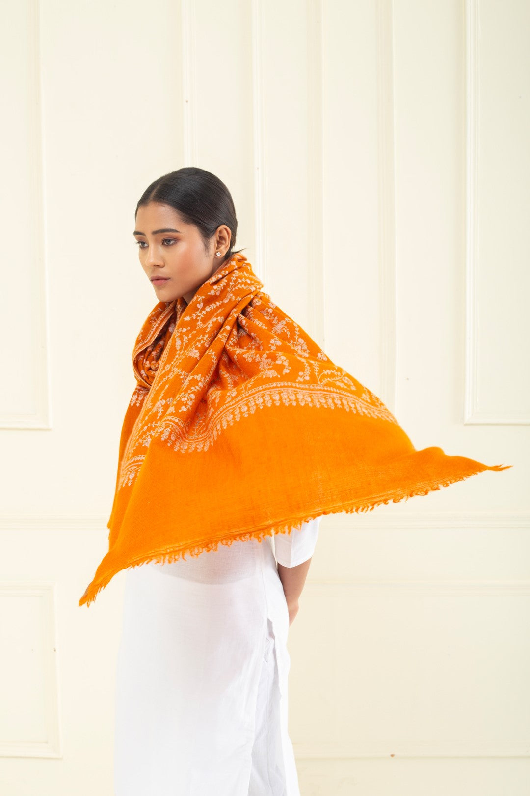 Adeer Burnt Orange Sozni Jaali Pashmina Stole