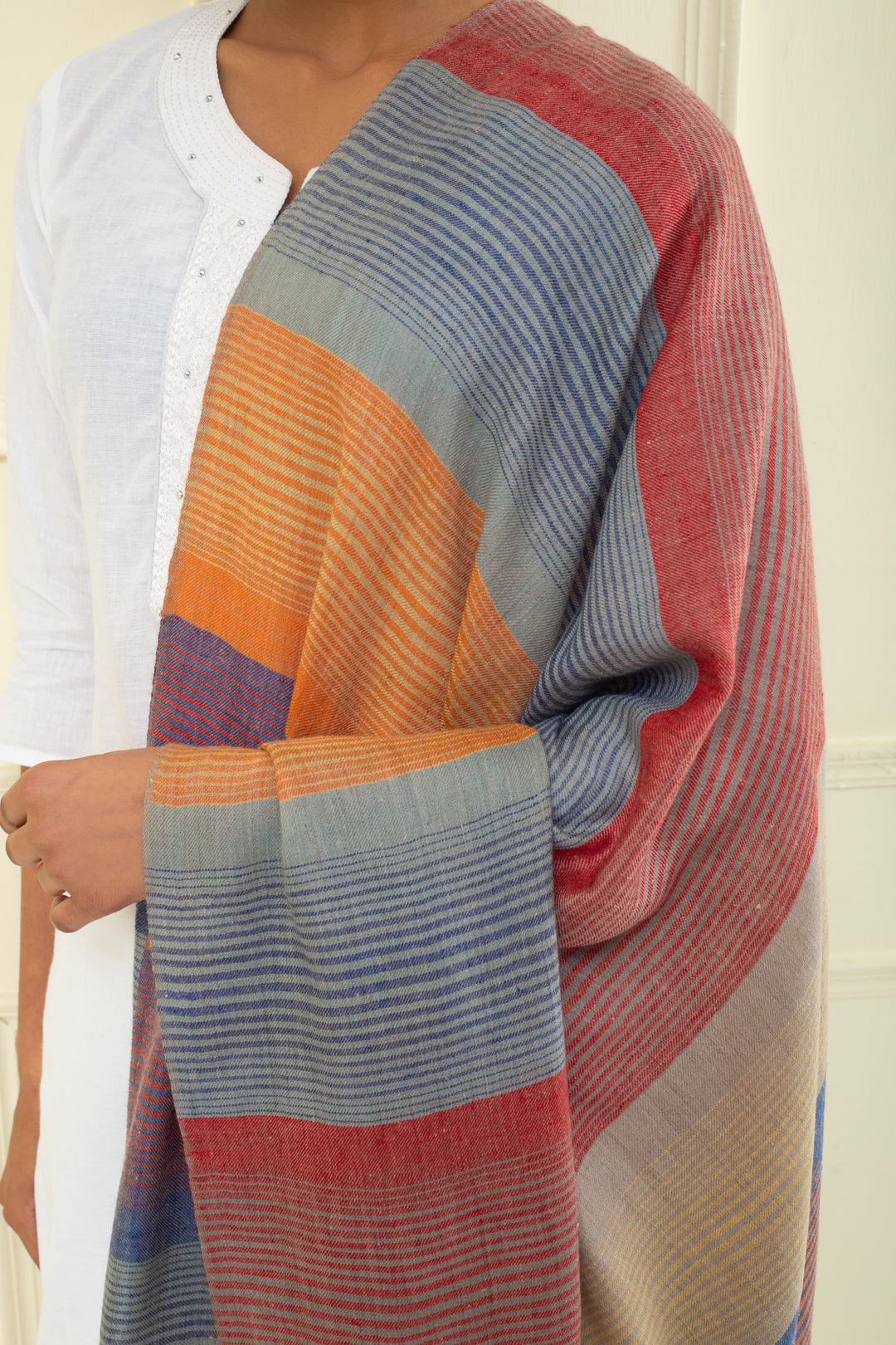 Firethorn Horizontal Stripes Cashmere Shawl