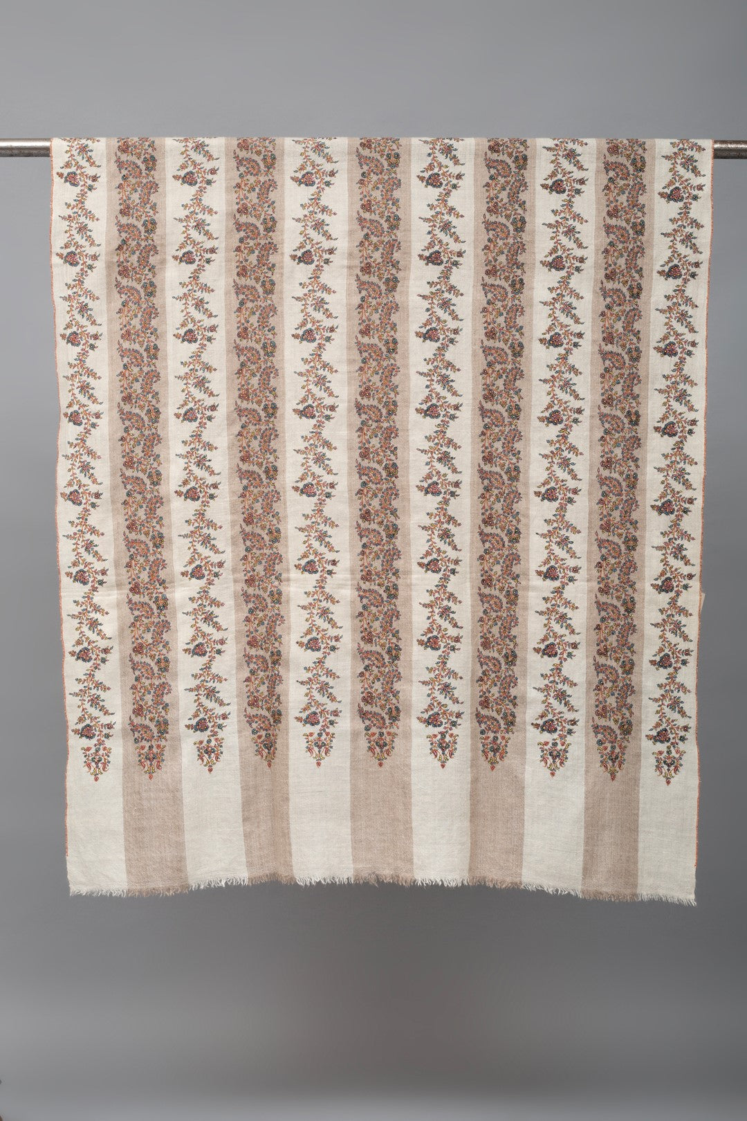 Harud Khatras Ivory Sozni Embroidery Pashmina Shawl