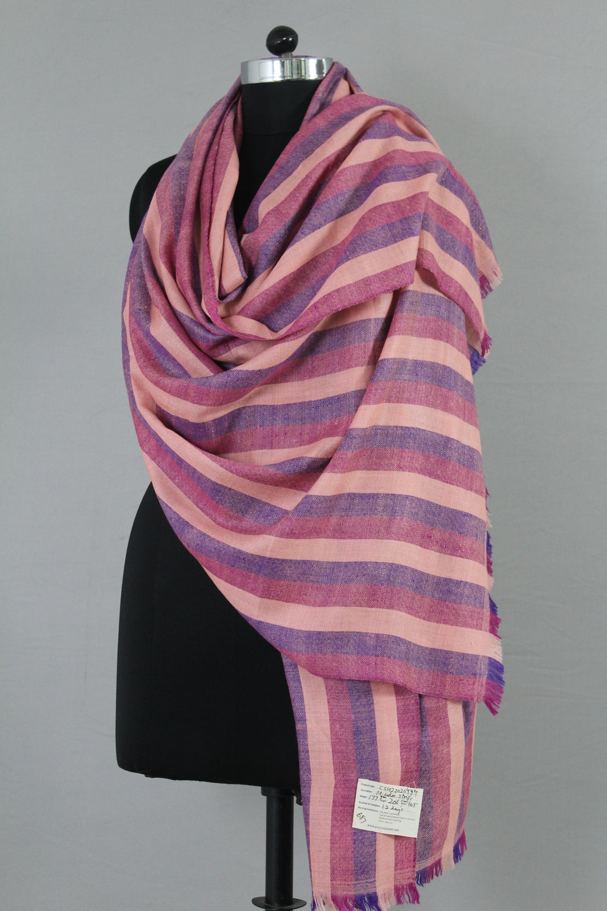 Kyson Mauve Strips Cashmere Shawl