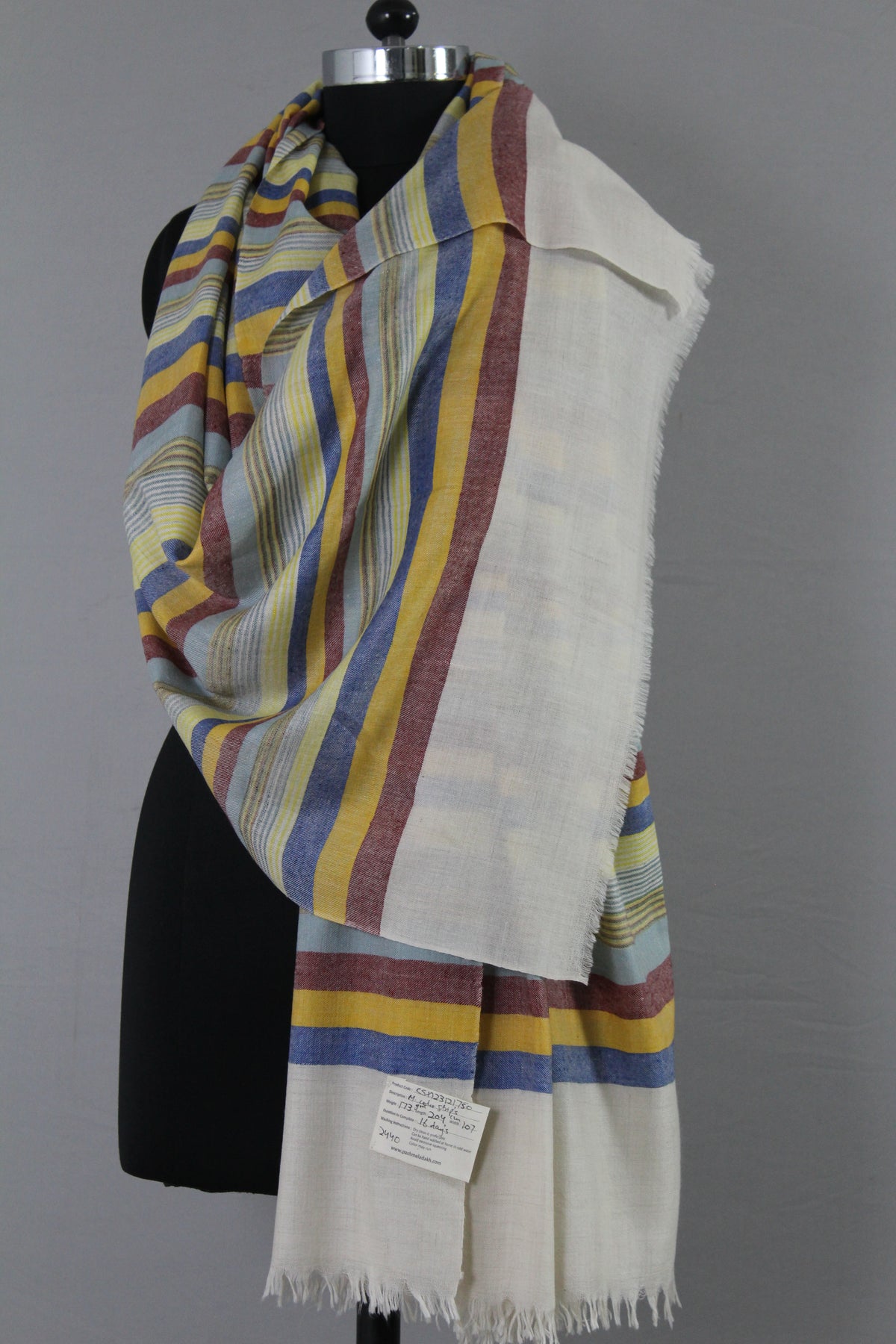 Multi coloured strips shawl