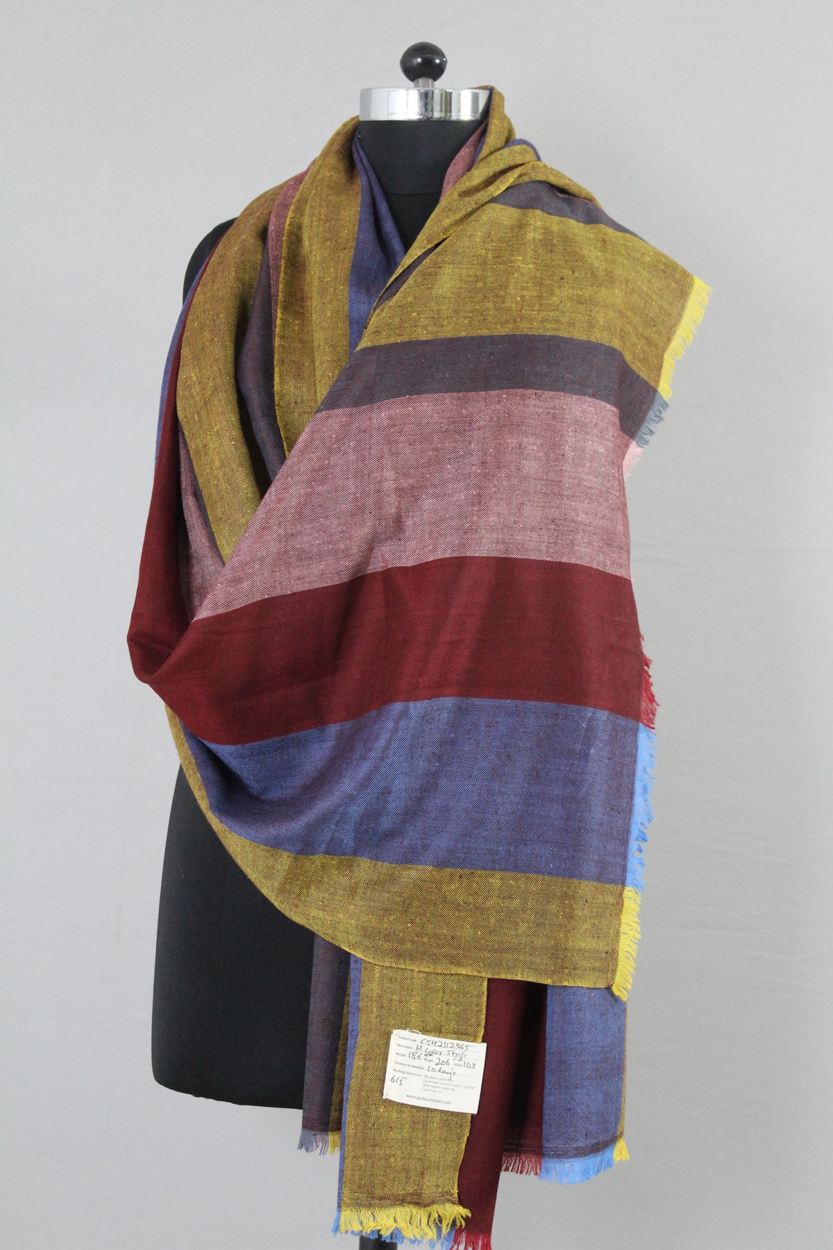 Hector Multi Coloured Strips Cashmere Shawl