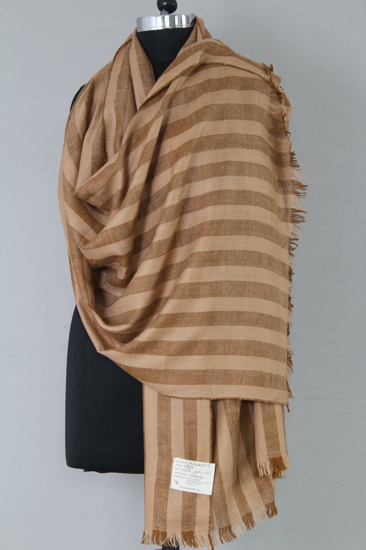 Westbrook Desert Tan Strips Cashmere Shawl