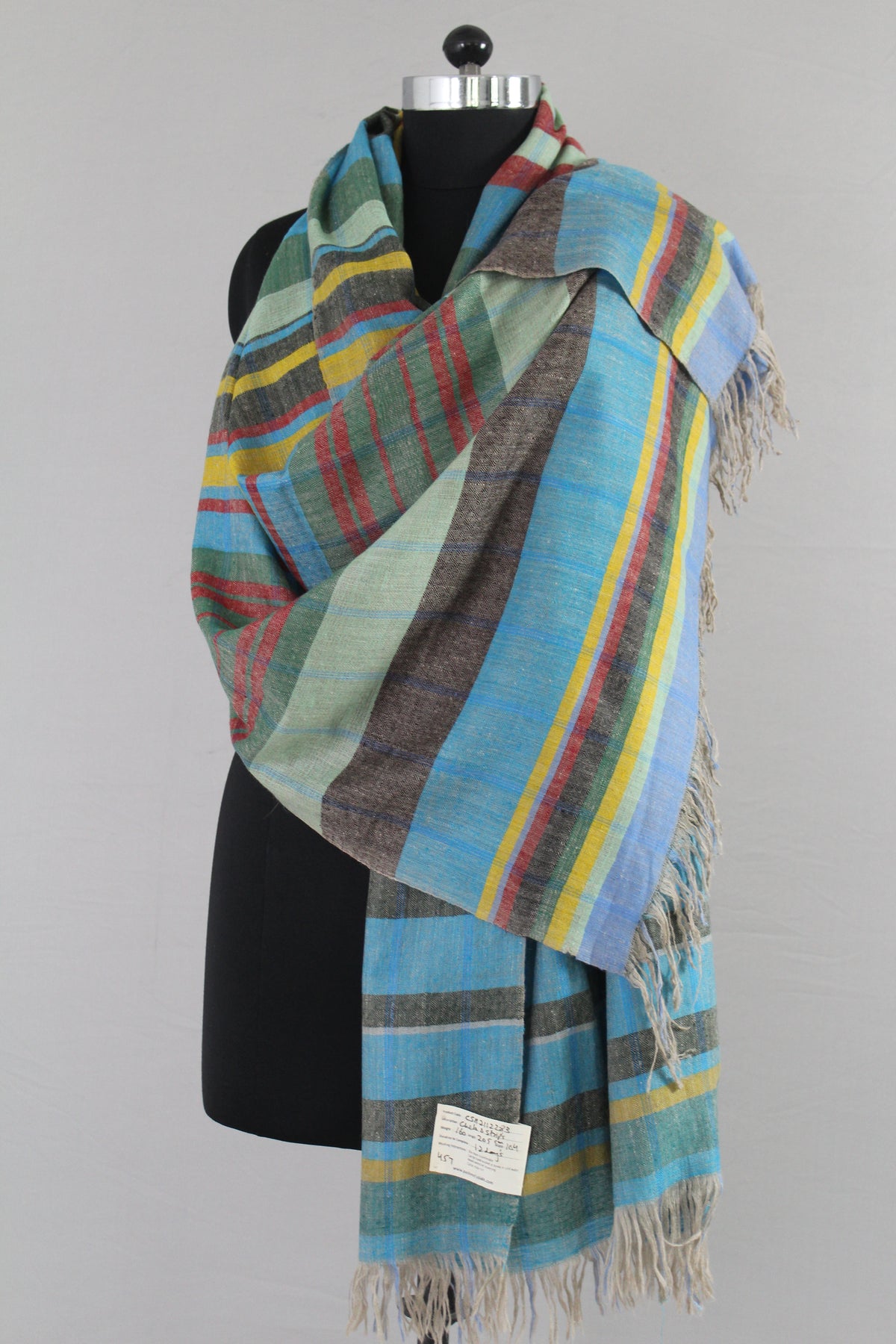 Vanya Multi Colour Strips Cashmere Shawl