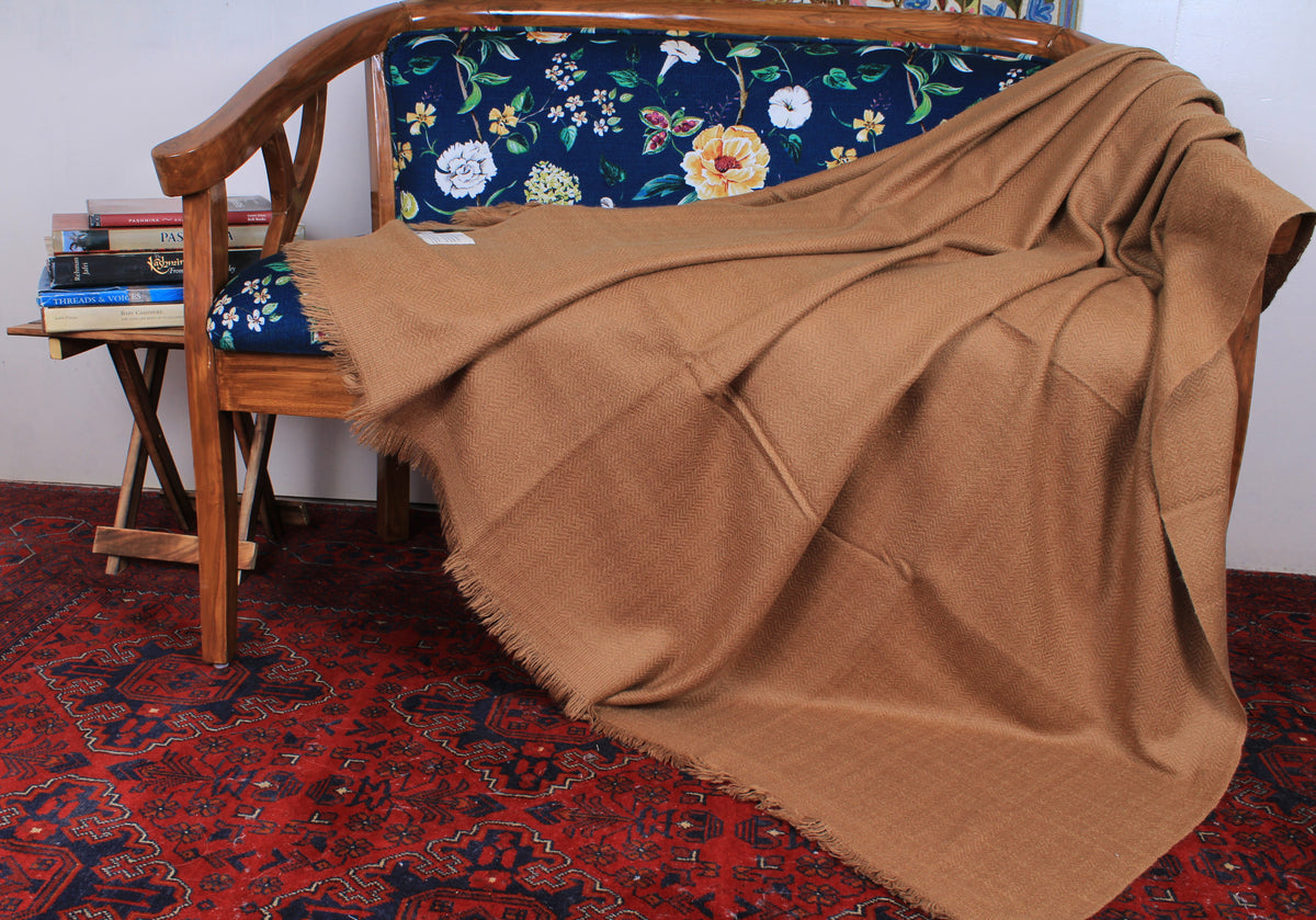 Emani Ash Brown Single Cashmere Blanket