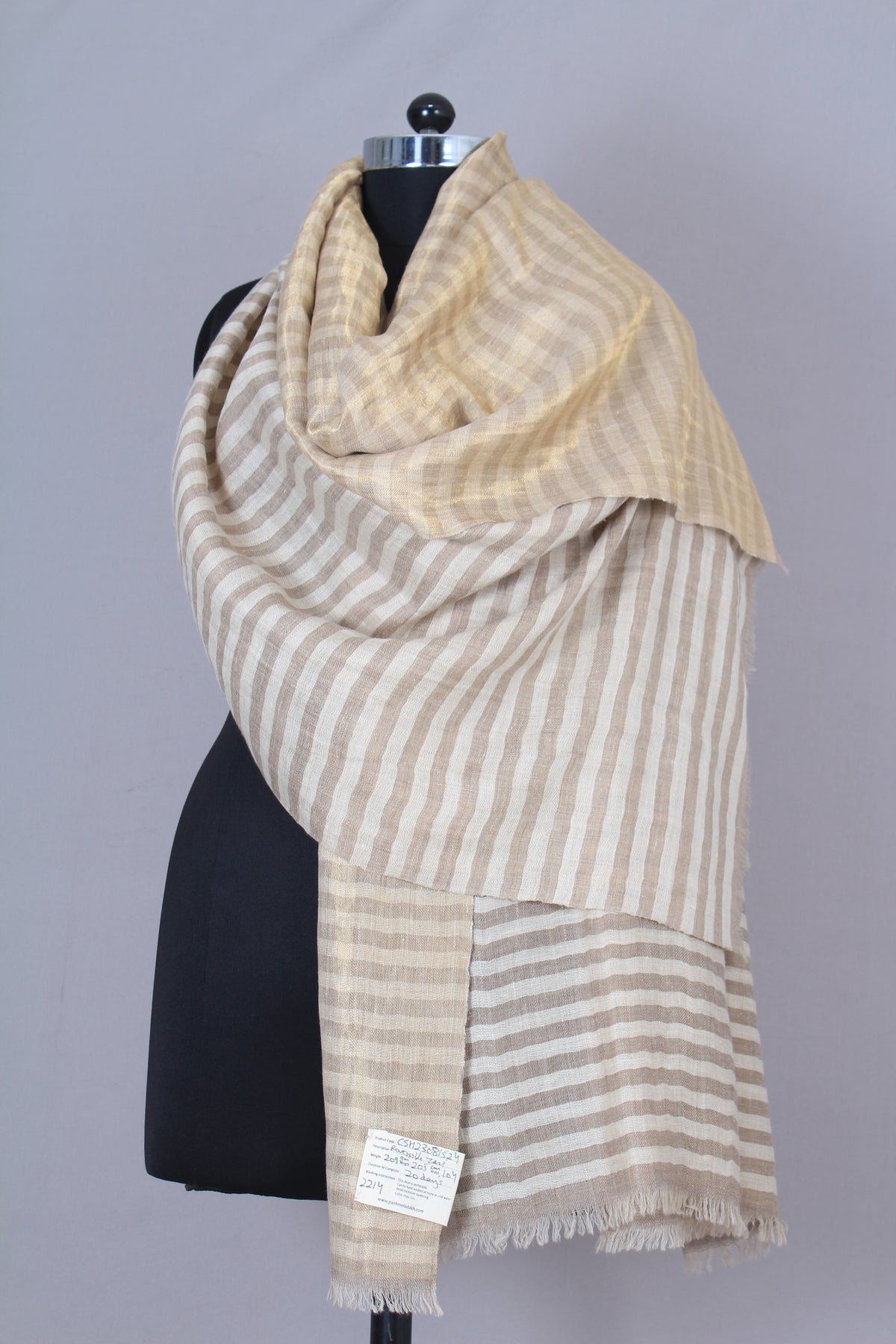 Kalyani Pinstripes Reversible Zari Cashmere Shawl