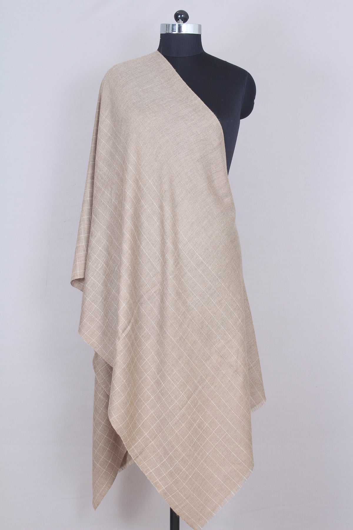 Priscila French Taupe Check Cashmere Stole