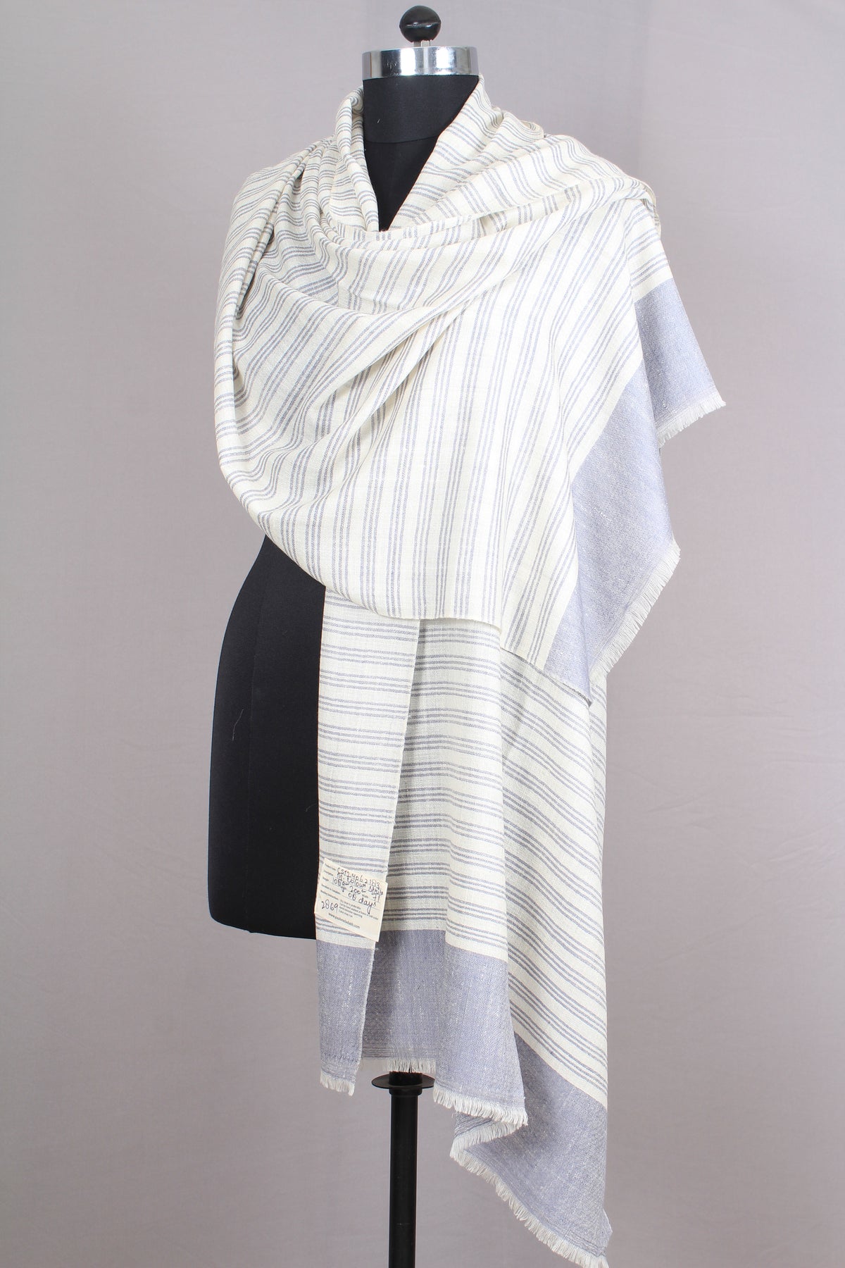 Princeton Arcadia White Stripes Cashmere Stole