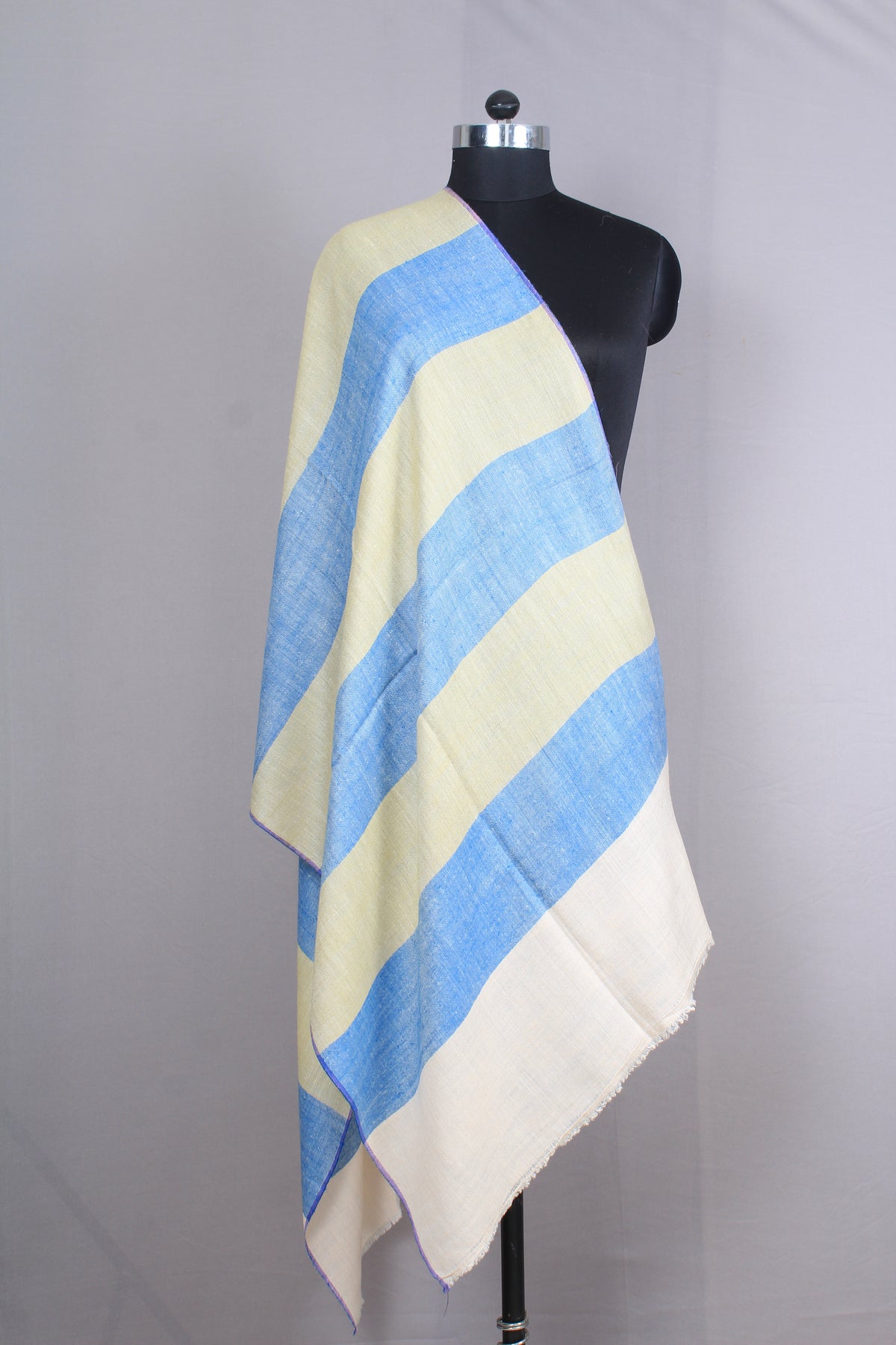 Utopia Check Strips Khadi And Zari Cashmere Stole