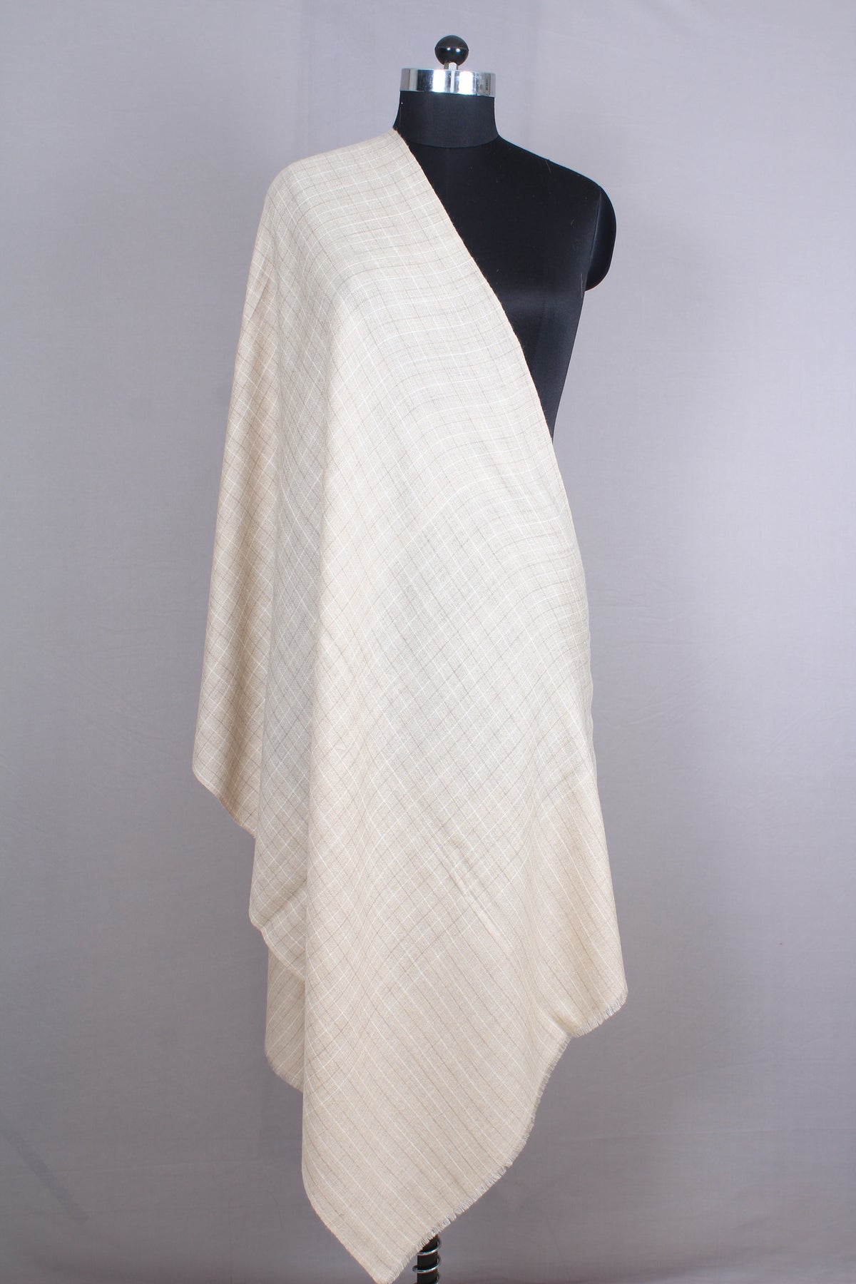 Seagull Pearl White Check Cashmere Stole