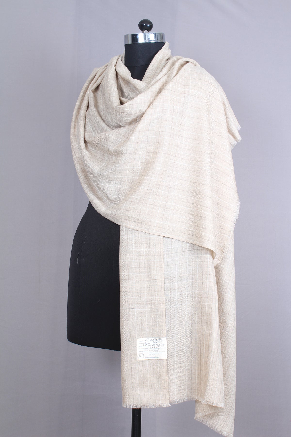 Seagull Pearl White Check Cashmere Stole