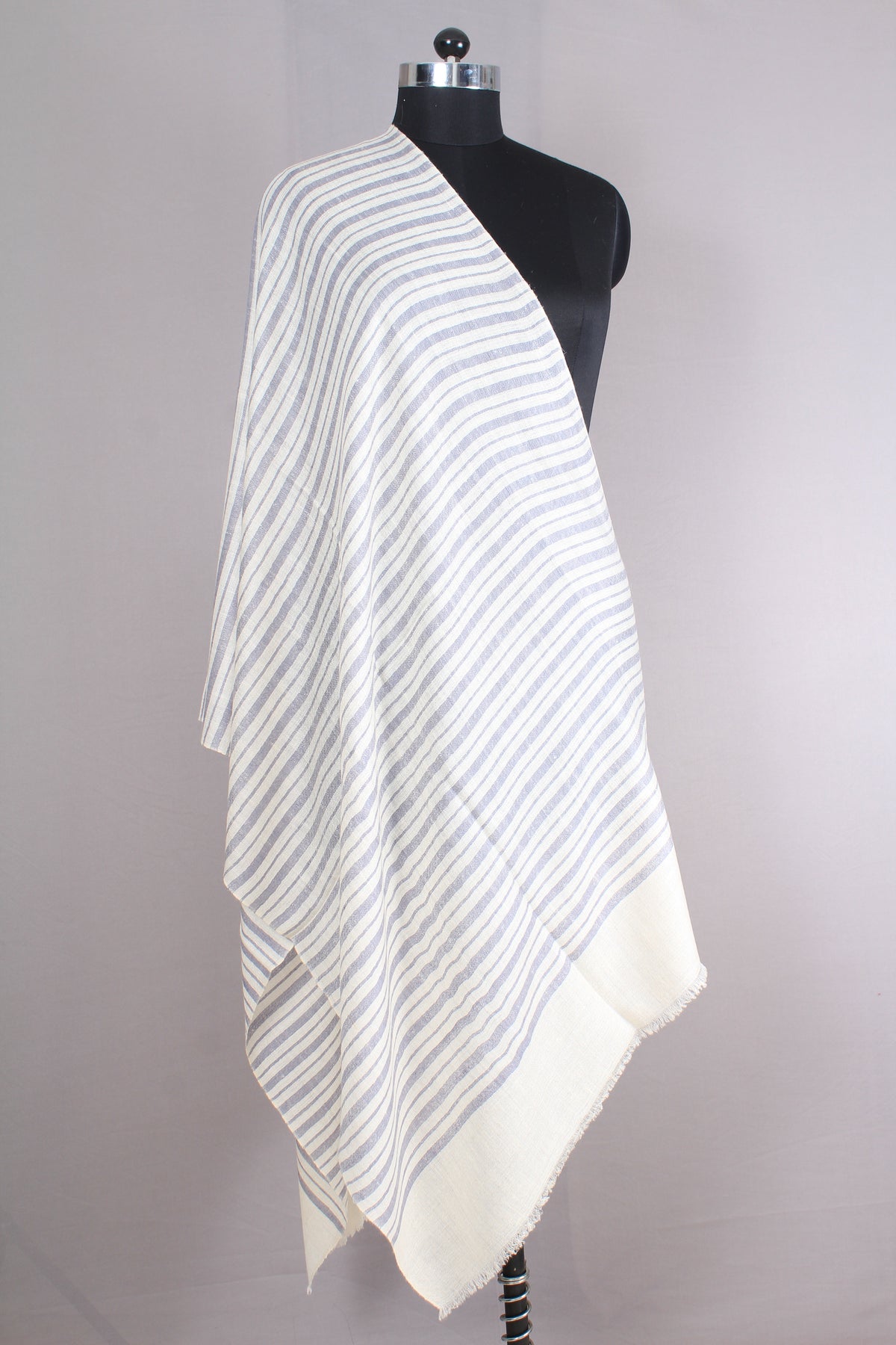 Scott Peal Ivory Strips Cashmere Stole