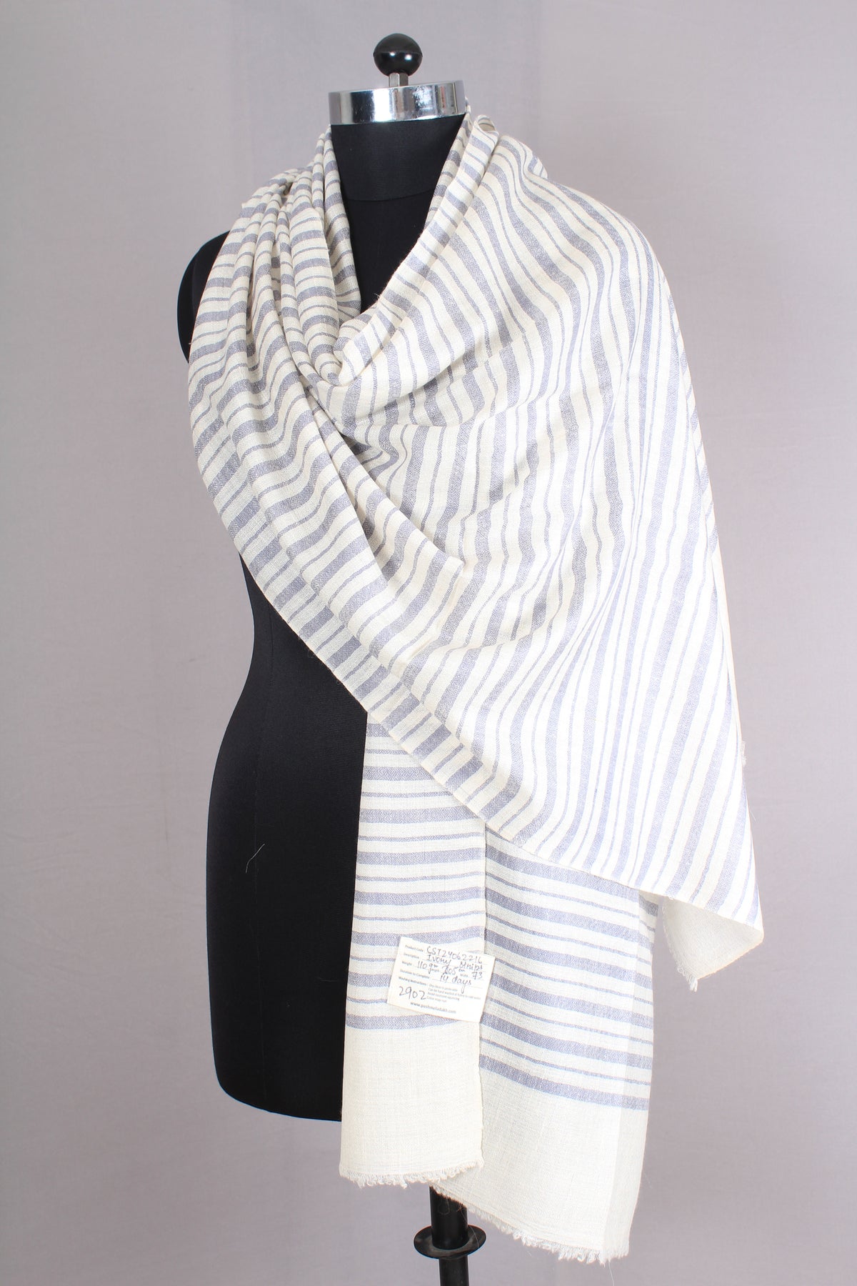 Scott Peal Ivory Strips Cashmere Stole