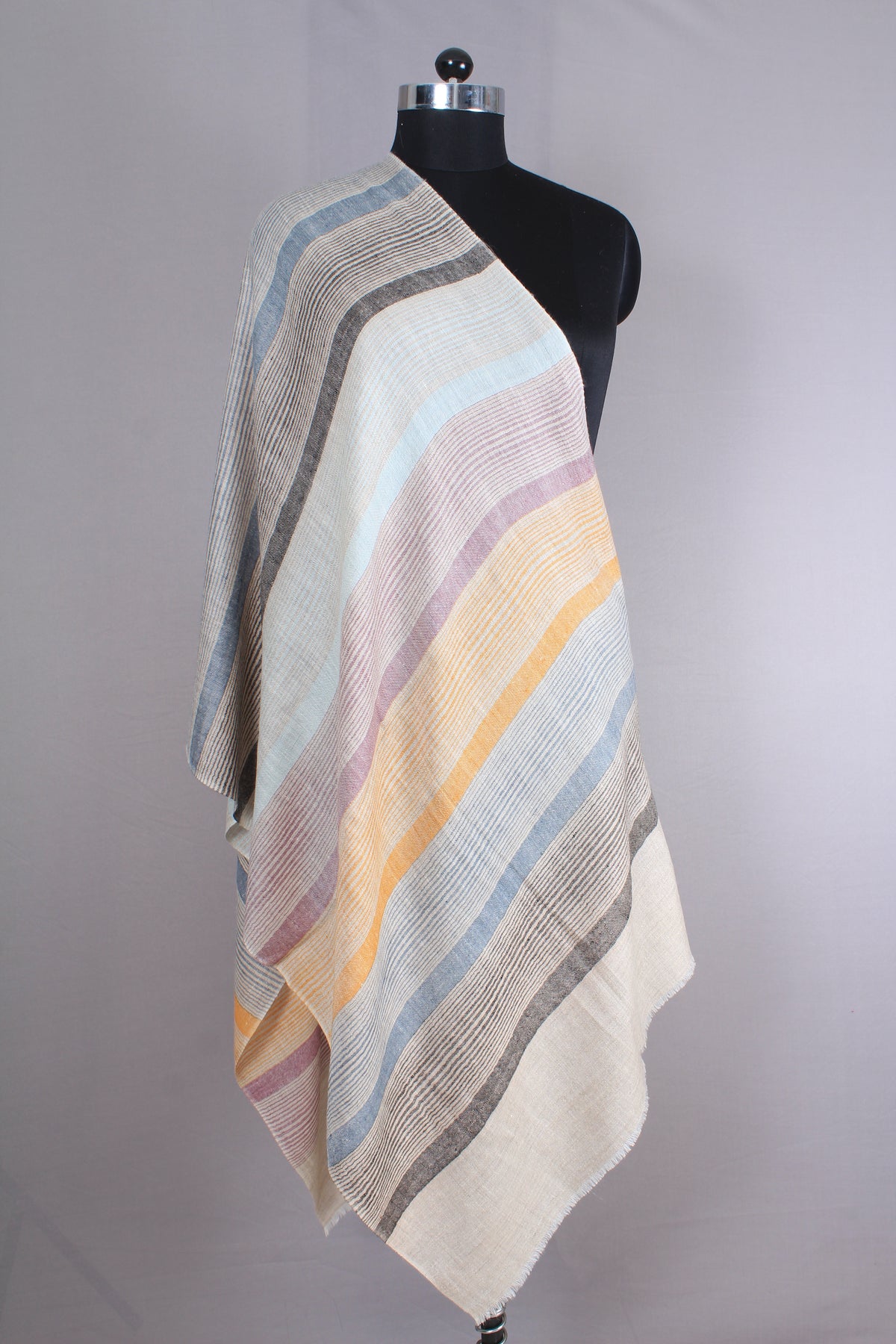 Margaret Horizontal Strips Cashmere Stole