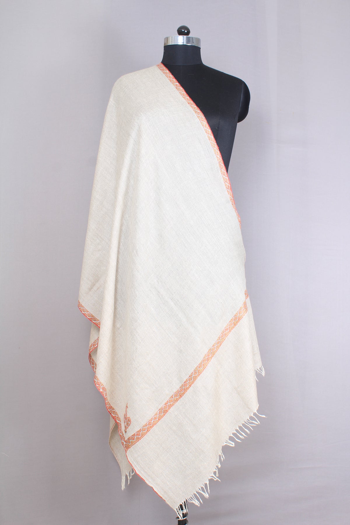 Wayne Oyster Hashidar Embroidered Pashmina Stole