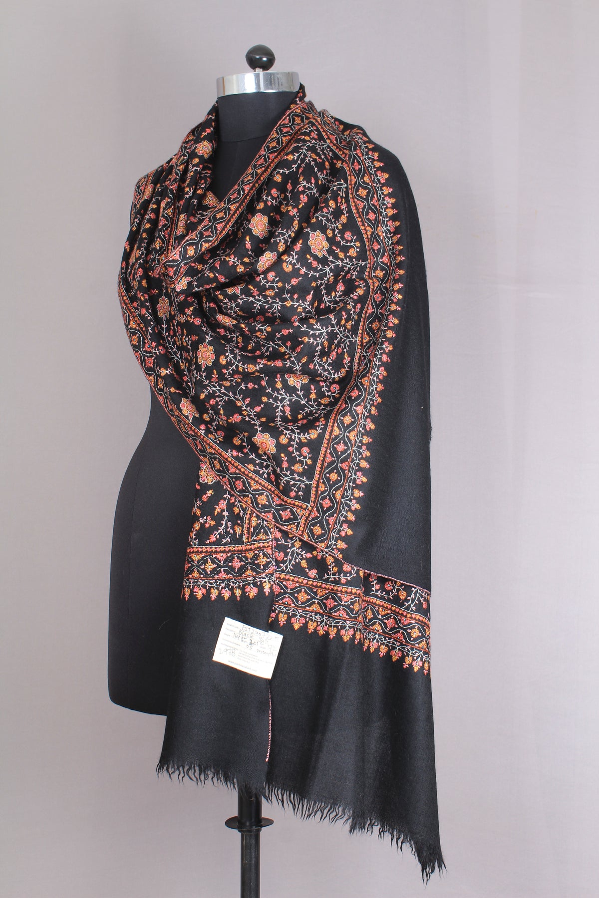 Pashmina black jaali stole