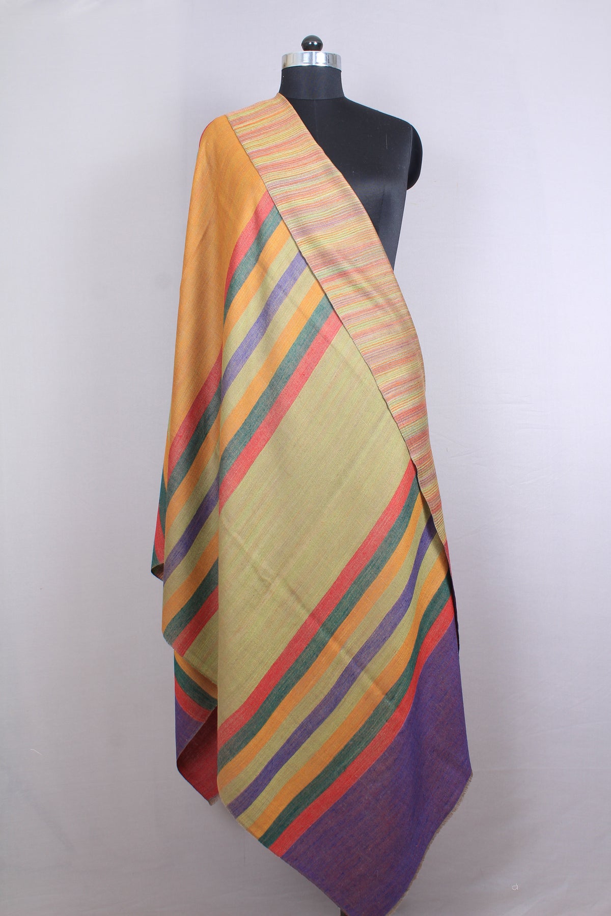 Edith Multi Coloured Stripes Cashmere Shawl