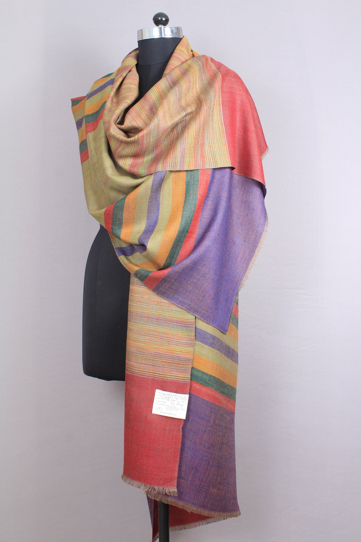 Edith Multi Coloured Stripes Cashmere Shawl