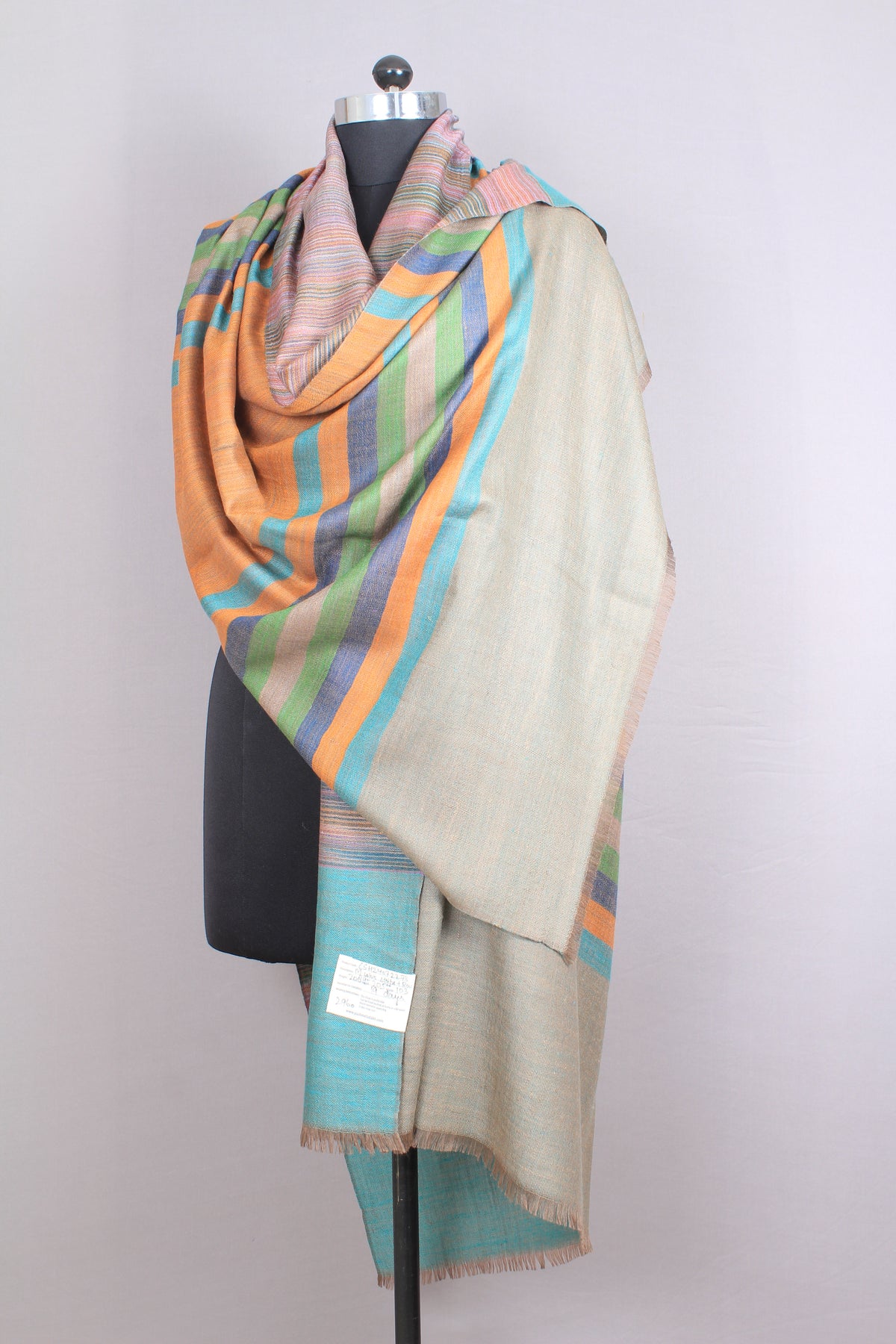 Elsa Multi Coloured Strips & Reversible Cashmere Shawl