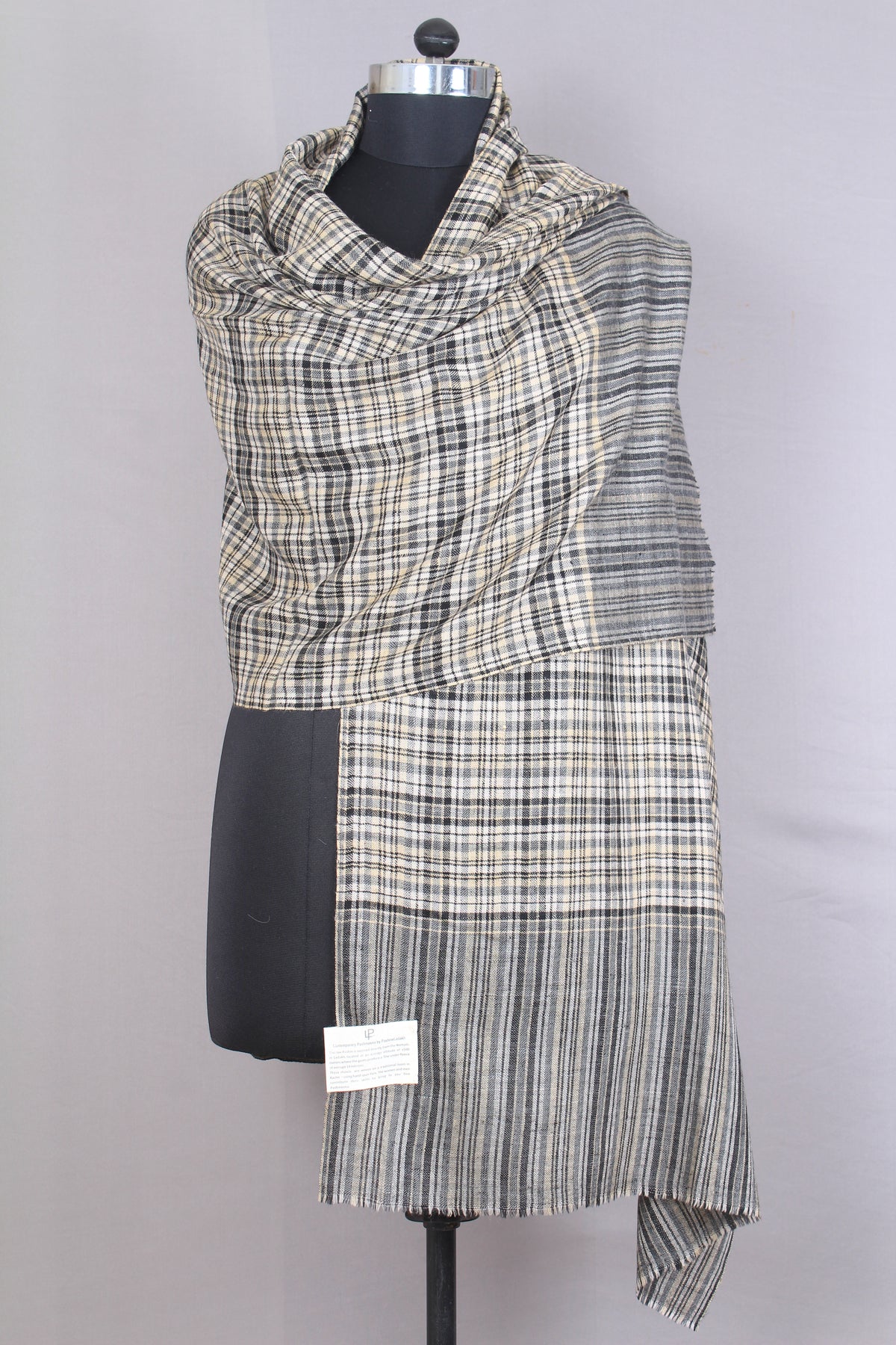 Bickford Fossil Grey Plaid Cashmere Stole