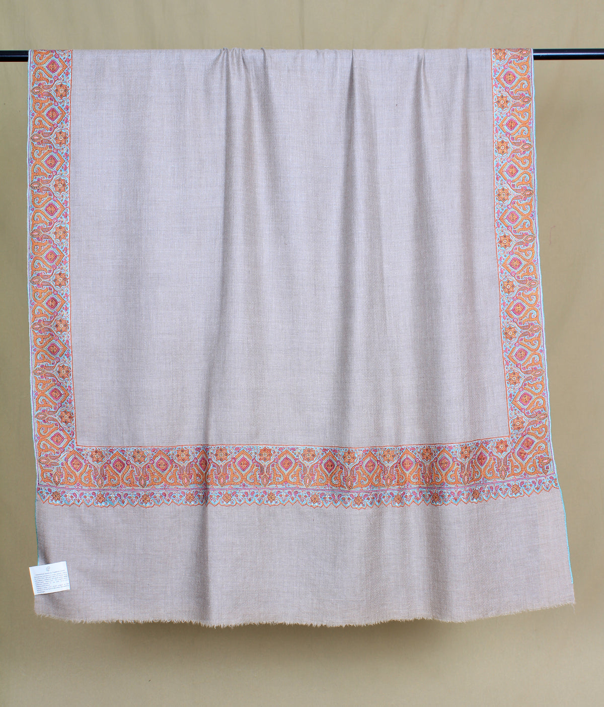 Saira Nude Beige Dourdar Sozni Embroidered Pashmina Shawl