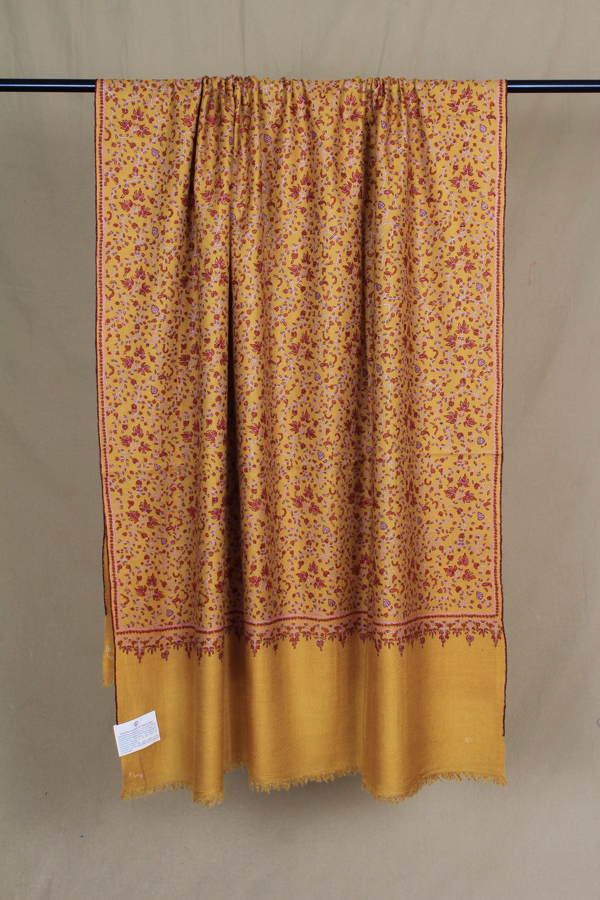 Anousheh Marigold Sozni Jaali Embroidered Pashmina Shawl