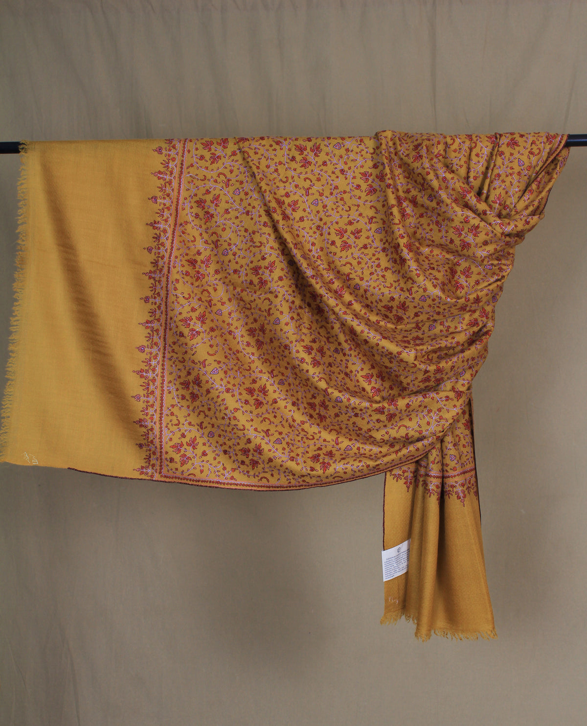 Anousheh Marigold Sozni Jaali Embroidered Pashmina Shawl