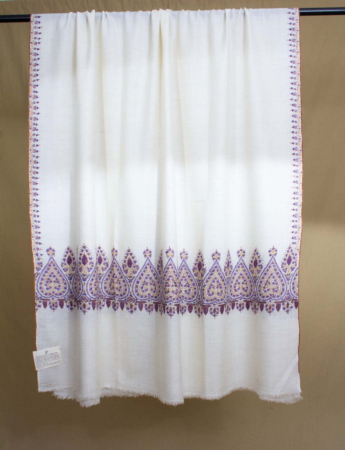 Barirah Pearl White Dourdar Embroidered Pashmina Shawl