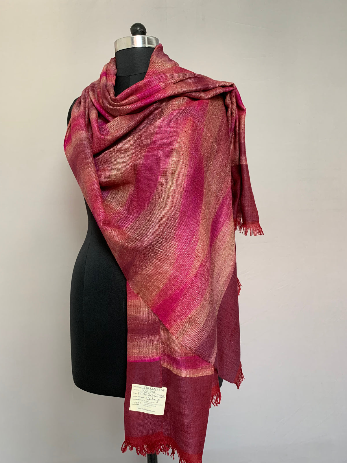 Yosun Harlequin Pattern Ikat Dyed Cashmere Shawl