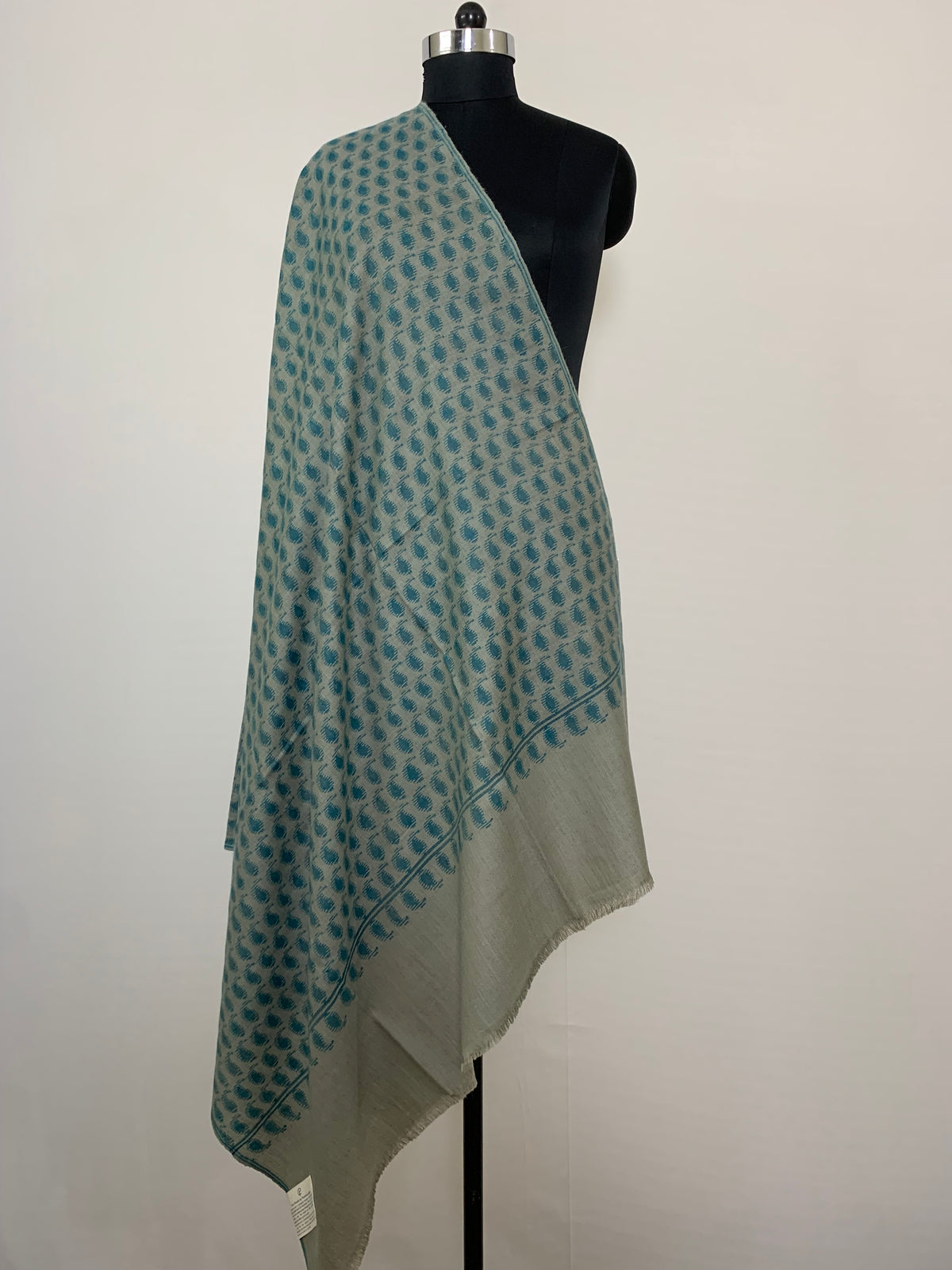 Zara Grey Paisley Pashmina Kani Shawl