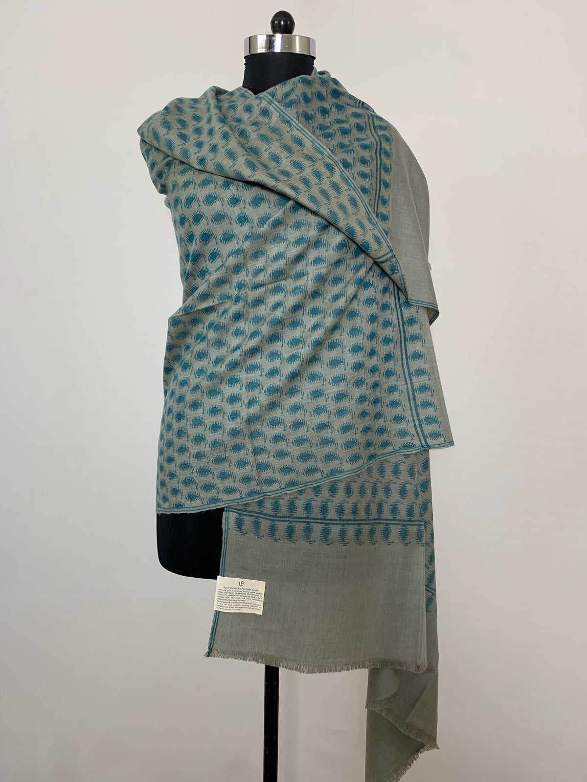 Zara Grey Paisley Pashmina Kani Shawl