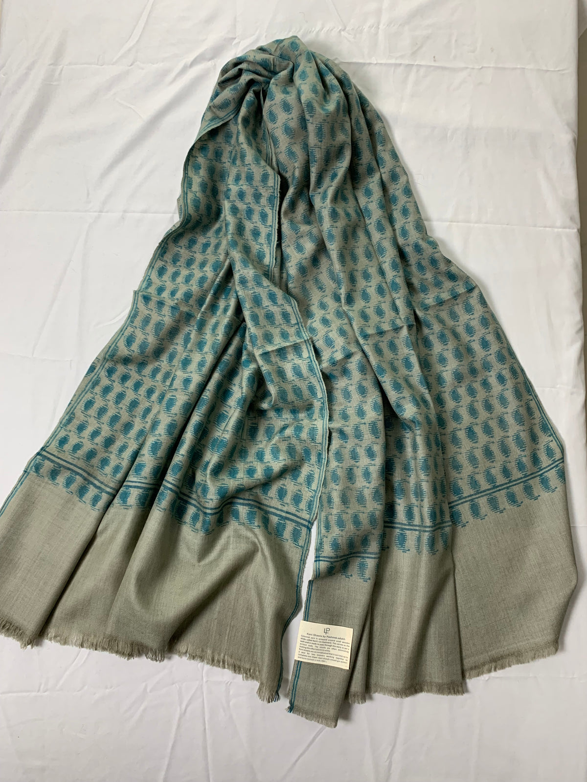 Zara Grey Paisley Pashmina Kani Shawl