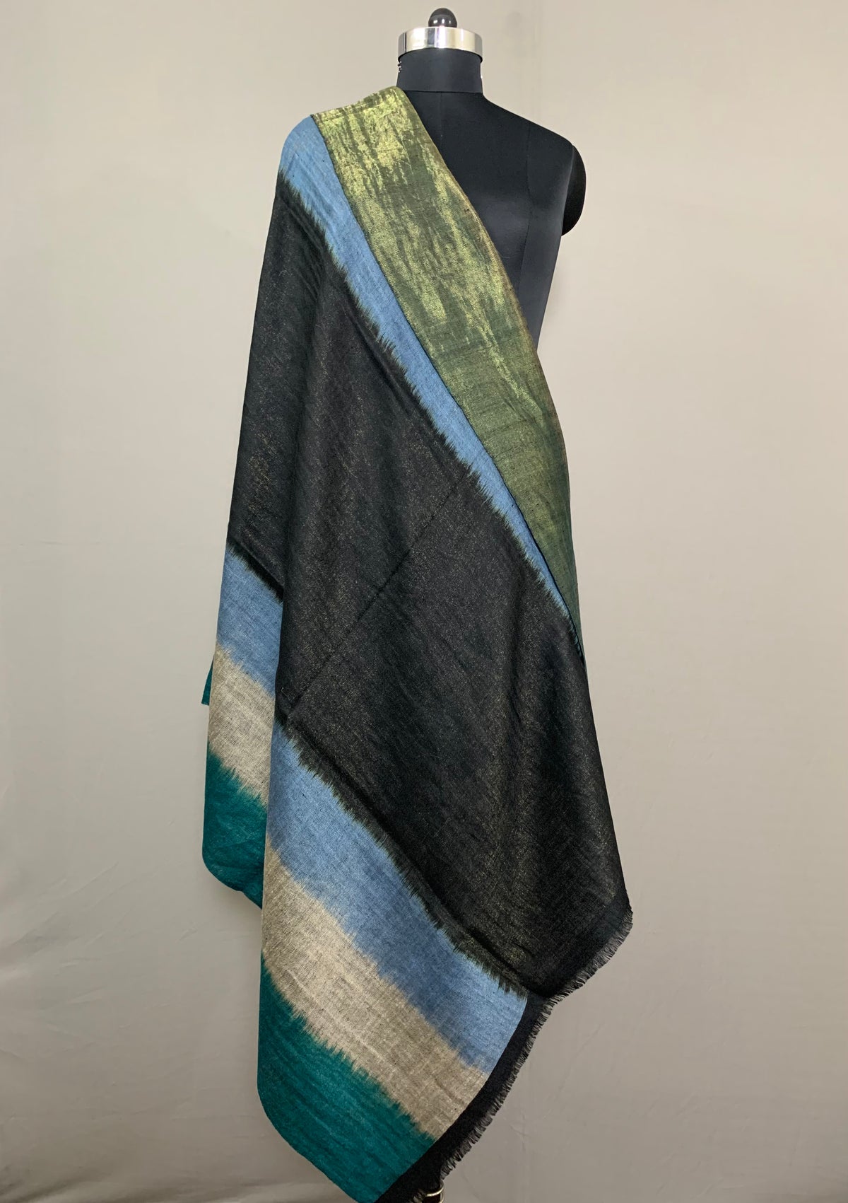 Reversible zari multicolour ikat shawl